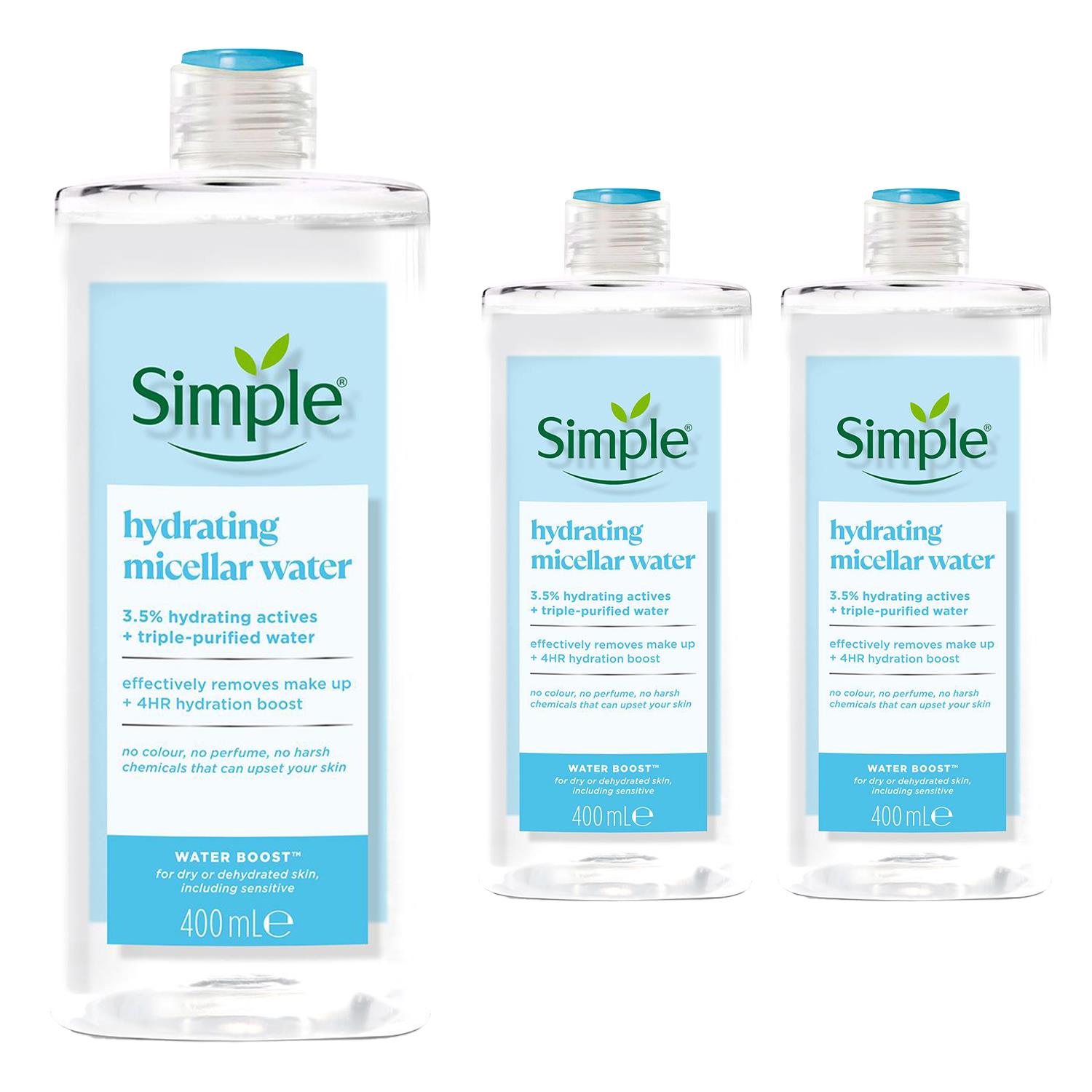3 x 400ml Simple Water Boost Mizellen Reinigungswasser für dehydrierte Haut - Bild 16 von 16