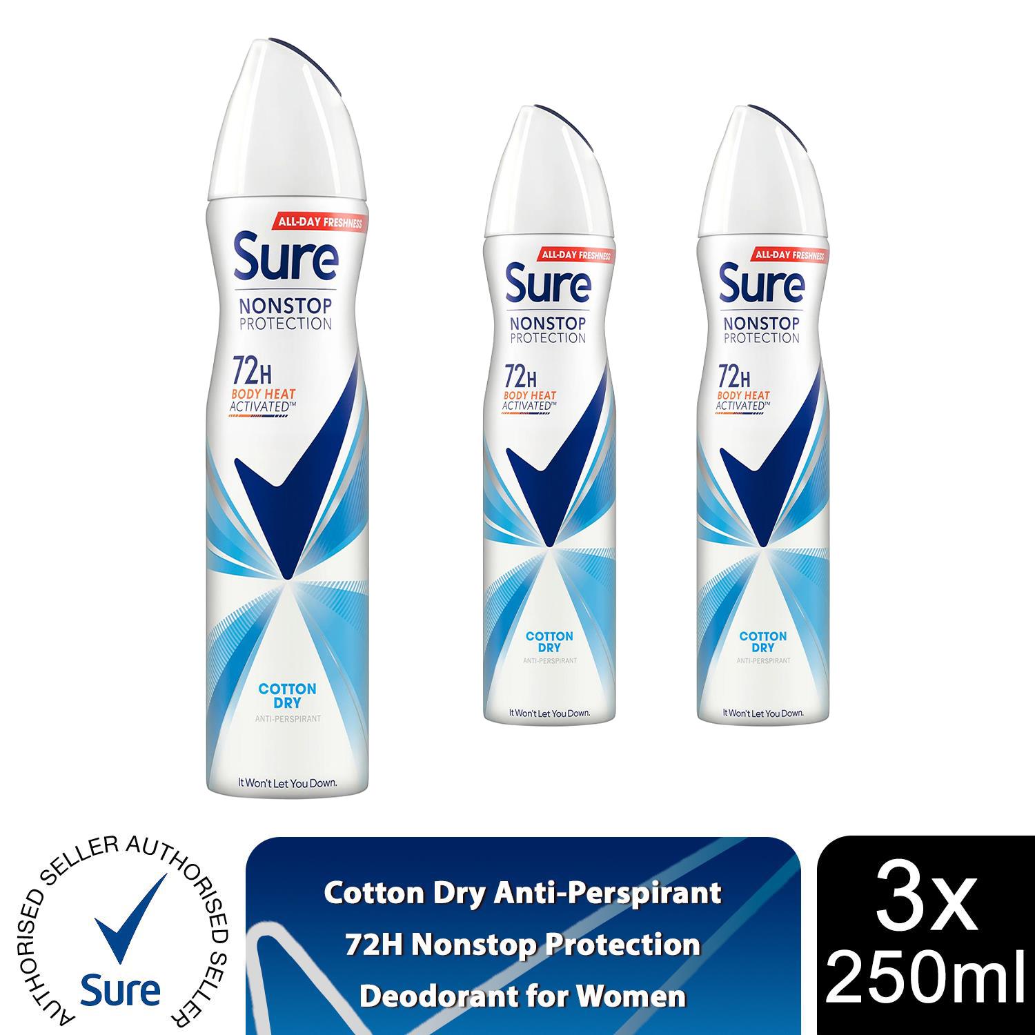 Sure Women Anti-perspirant 72H Nonstop Protection Deodorant, 250ml 3 Pack - Picture 22 of 91