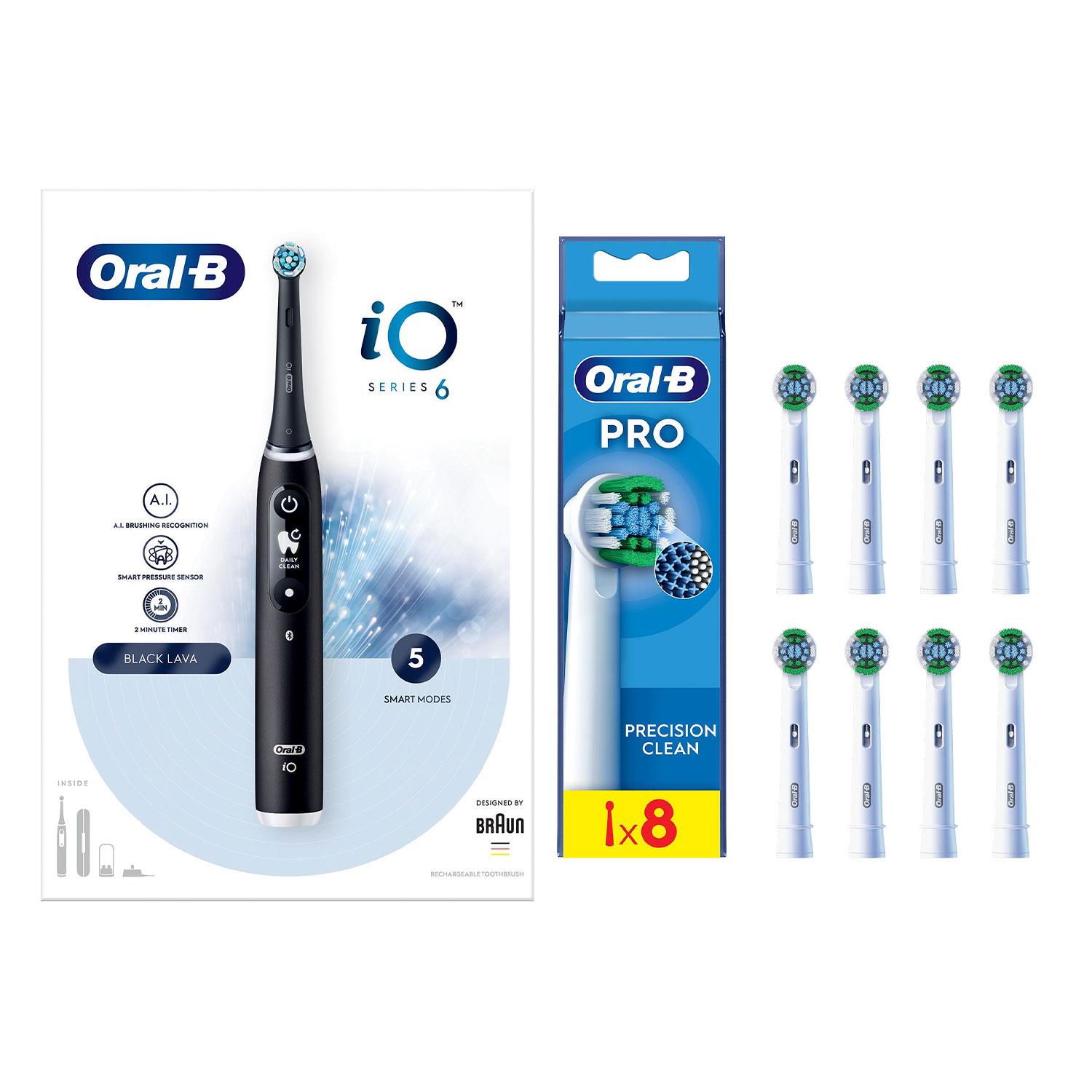 Oral-B iO Series 6 Elektrische Wiederaufladbare Zahnbürste - Schwarz mit 8x Nachfüllköpfen - Bild 55 von 66