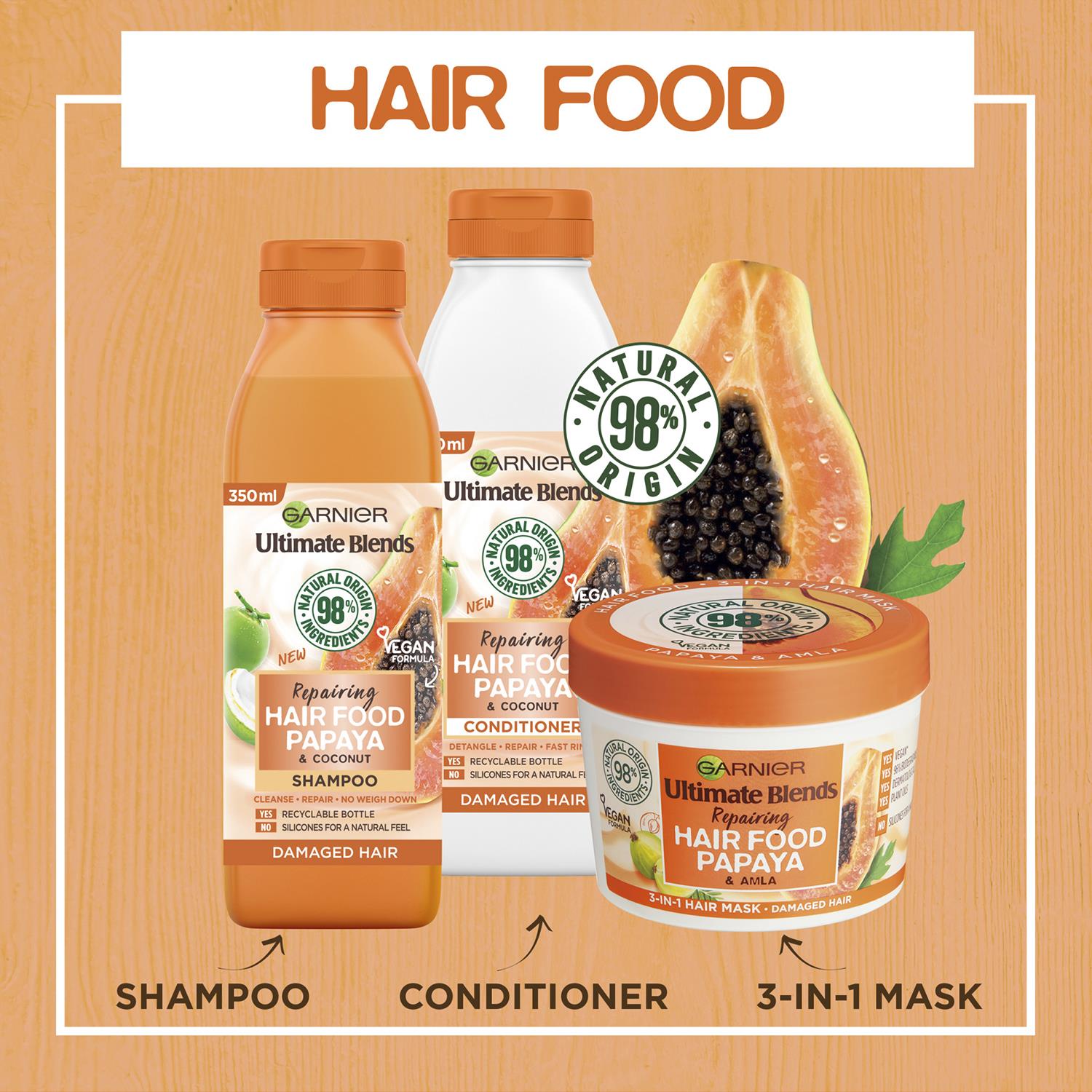 1Pk or 2Pk Garnier Ultimate Blends Hair Food Shampoo Conditioner Mask