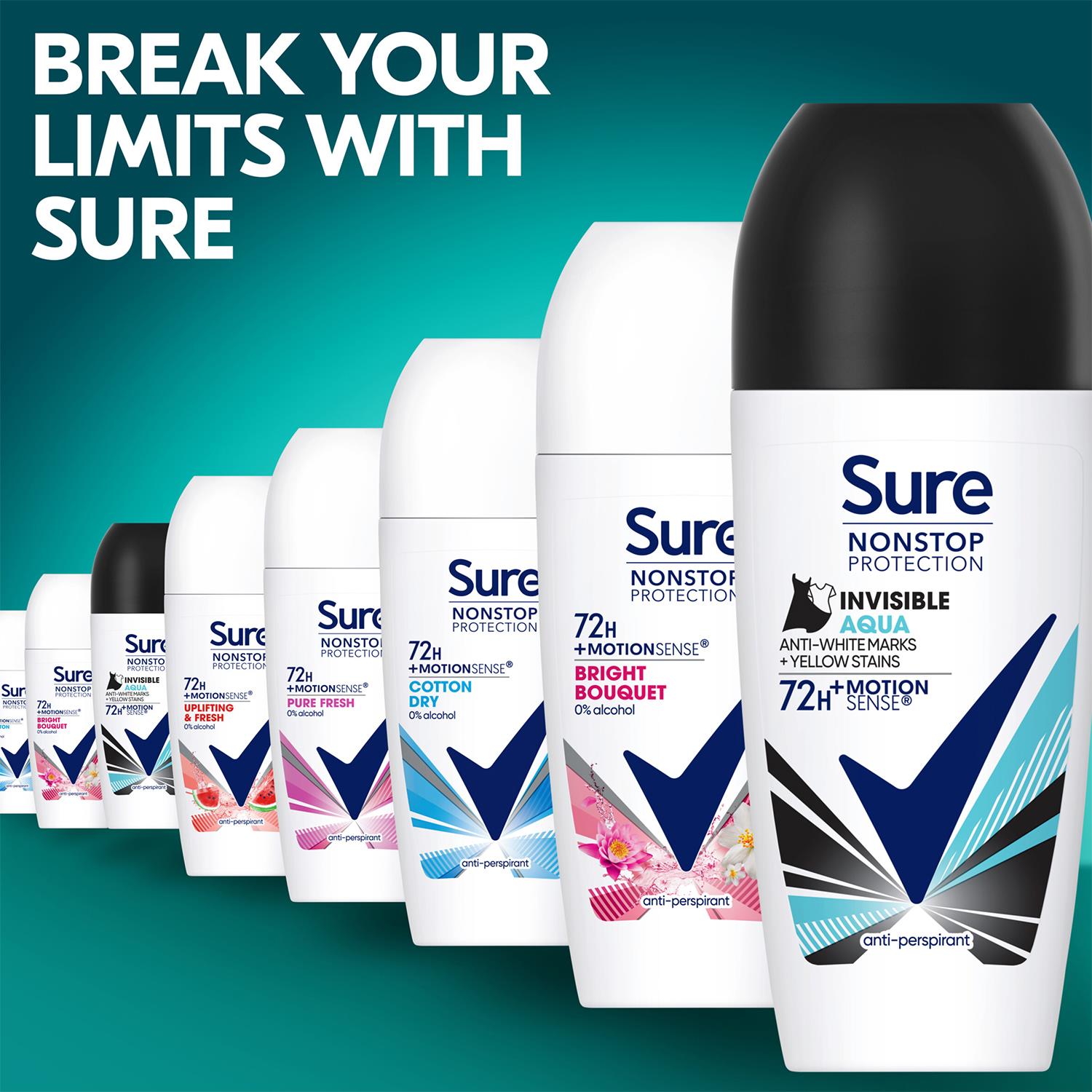 Sure Women Motion Sense AP Deodorant Roll-on 72H Nonstop, Protection 50ml, 3Pack - Picture 22 of 46