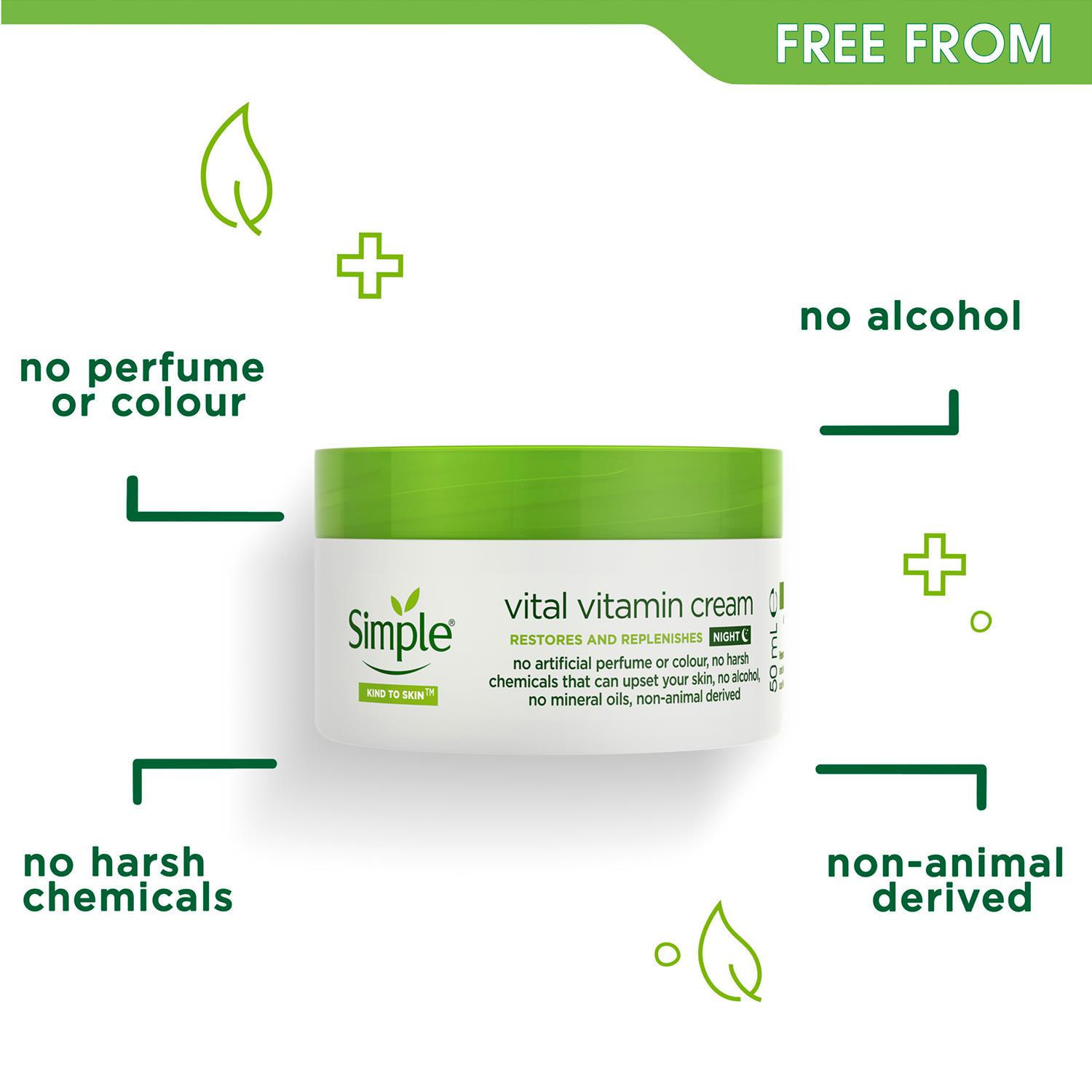 3 x 50ml Simple Kind to Skin Vital Vitamin Night Cream for Sensitive Skin - Picture 7 of 15