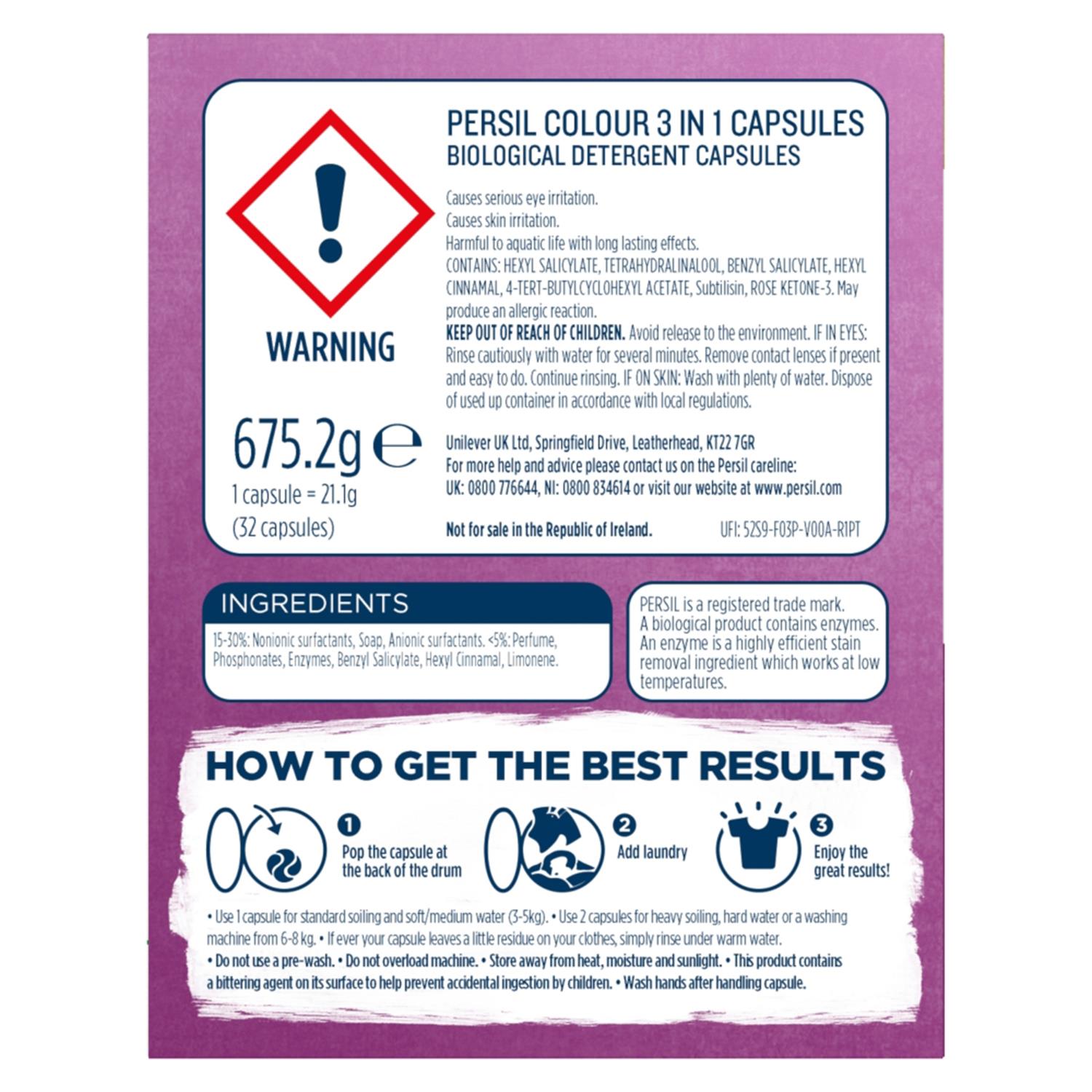 Persil 3-in-1 Washing Capsules, Colour Protect, Bio or Non-bio, 32 Washes - Picture 19 of 130