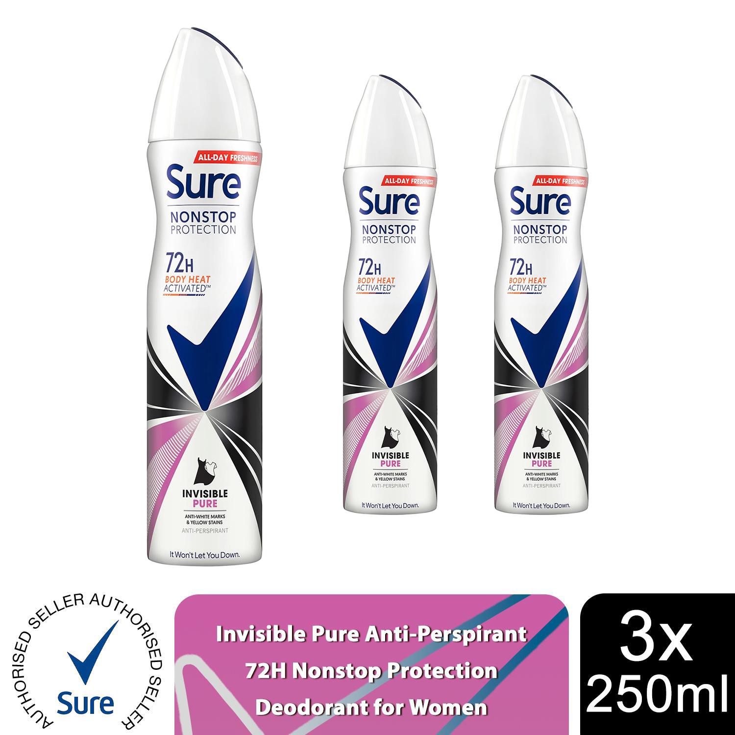Sure Women Anti-perspirant 72H Nonstop Protection Deodorant, 250ml 3 Pack - Picture 58 of 91