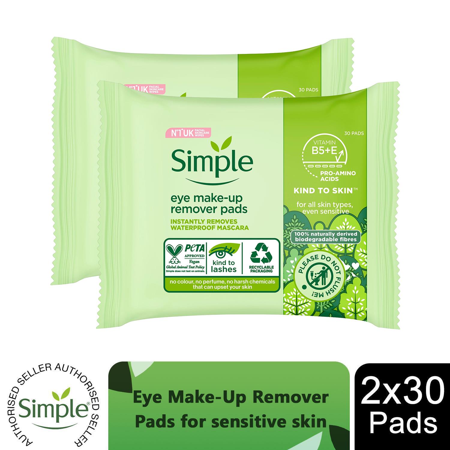 Simple Womens Kind to Skin Eye Make-Up Remover Pads with Pro-vitamin B5, 3x 30 - NA - One Size - Image 4