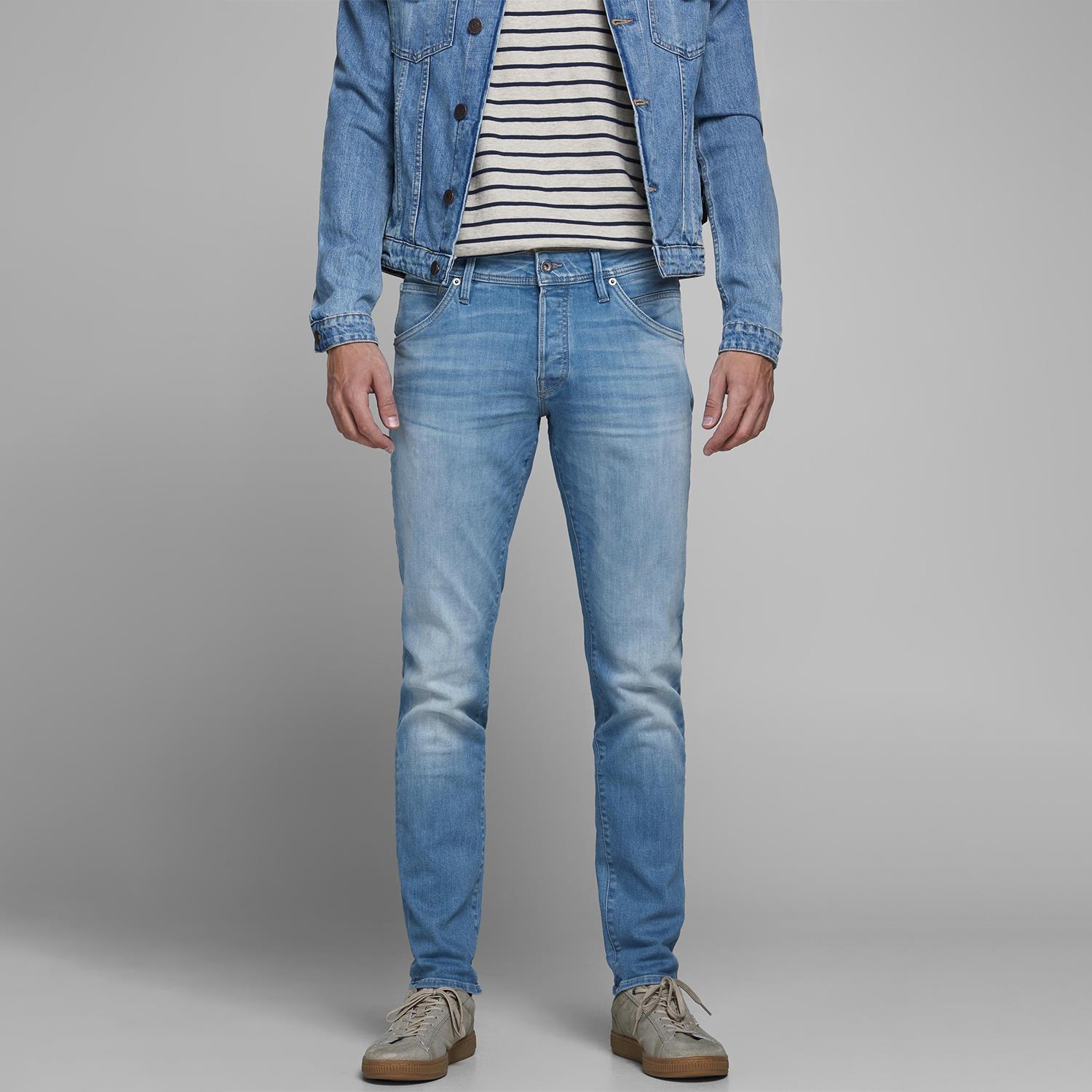 Mens denim jeans, Jack & Jones Glenn fox, Slim fit Blue Black or Light Blue Wash - Picture 25 of 30