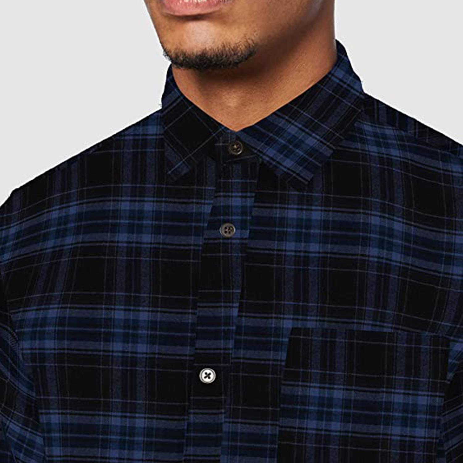 Jack & Jones Mens Casual Checked Shirt, Single Pocket, Button Cuff - Picture 9 of 30