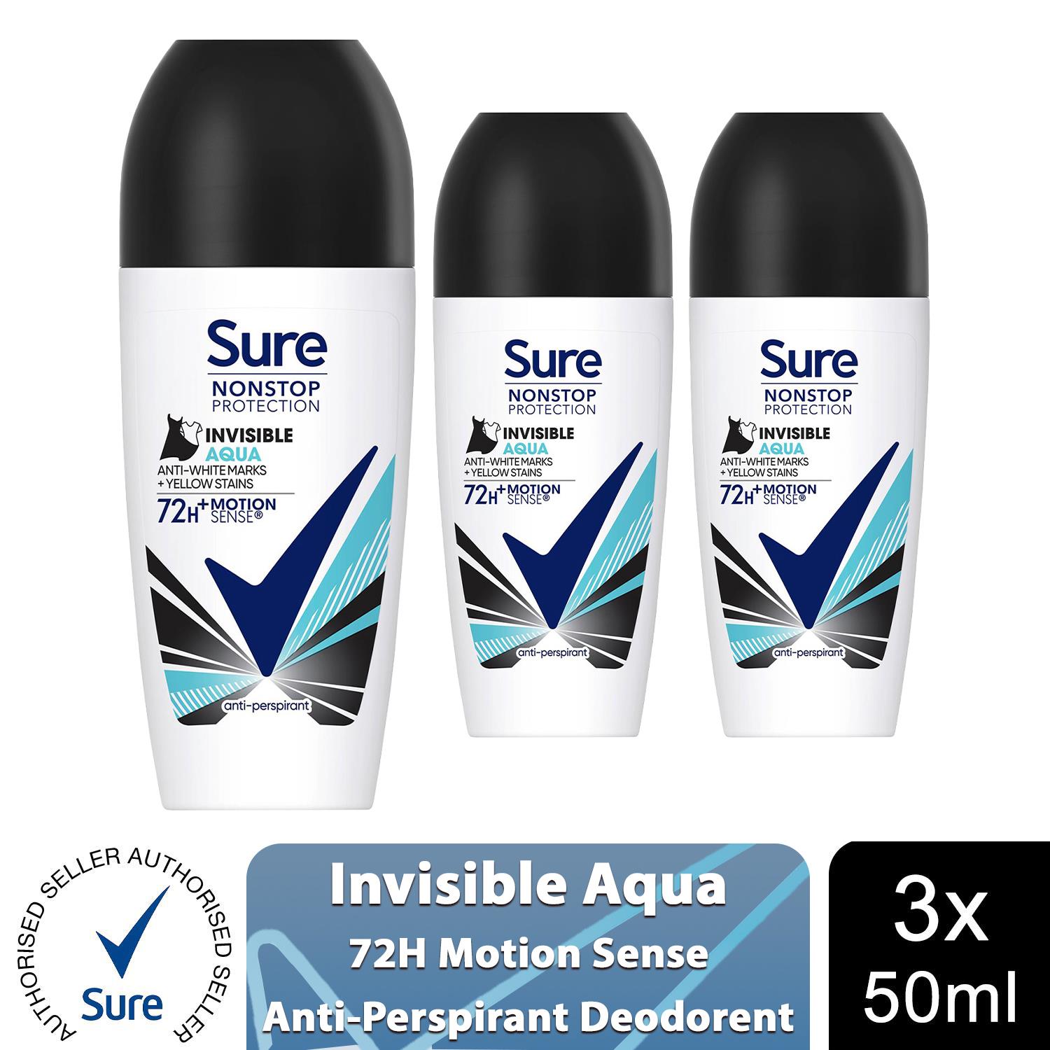 Sure Women Motion Sense AP Deodorant Roll-on 72H Nonstop, Protection 50ml, 3Pack - Picture 20 of 46