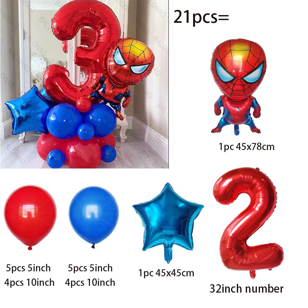 Juego de globos de aluminio Disney 21 piezas Spiderman para decoración de fiestas infantiles - Imagen 10 de 10