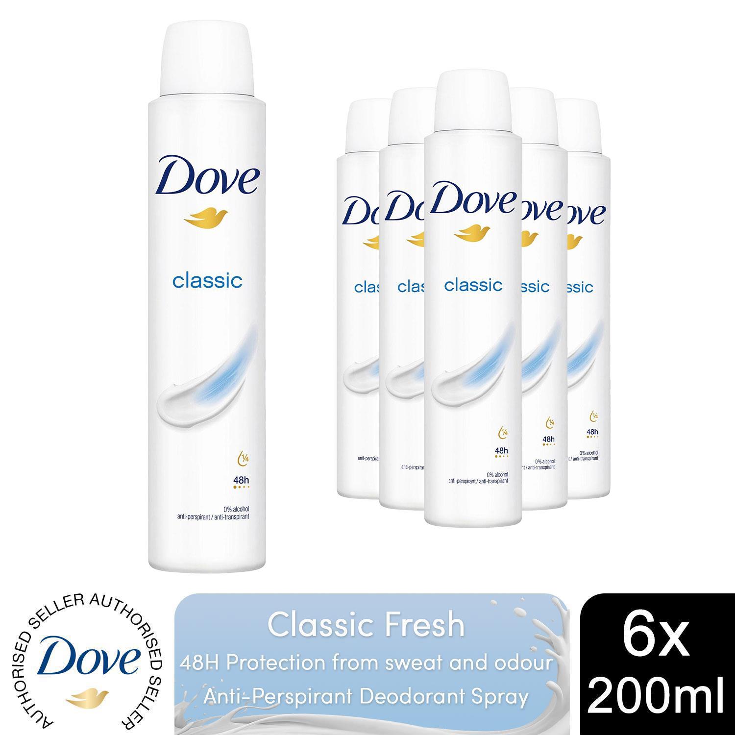 Dove Anti-Perspirant with 48H Sweat Protection Deodorant Spray 200ml, 6 Pack - Picture 12 of 56
