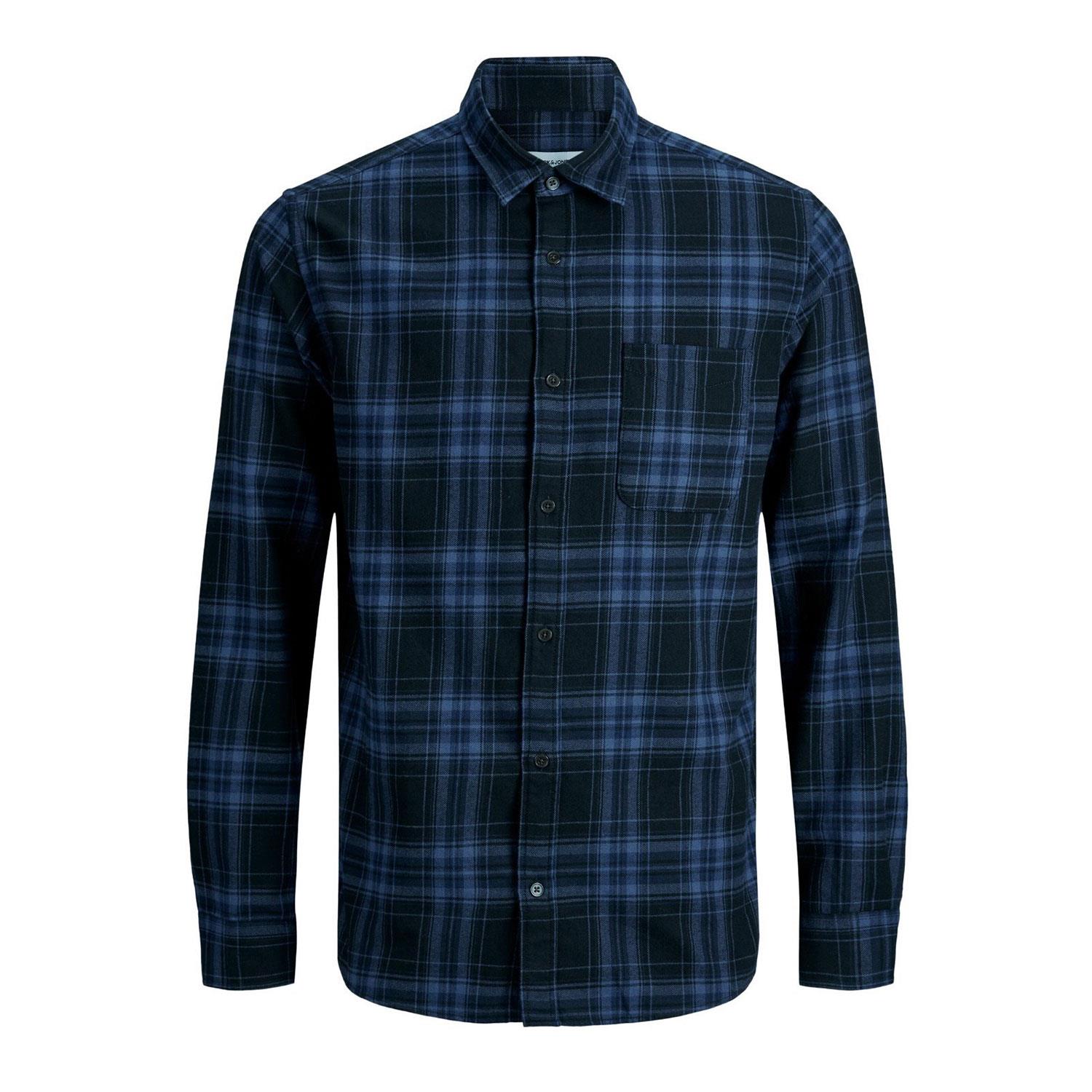 Jack & Jones Mens Casual Checked Shirt, Single Pocket, Button Cuff - Picture 12 of 30