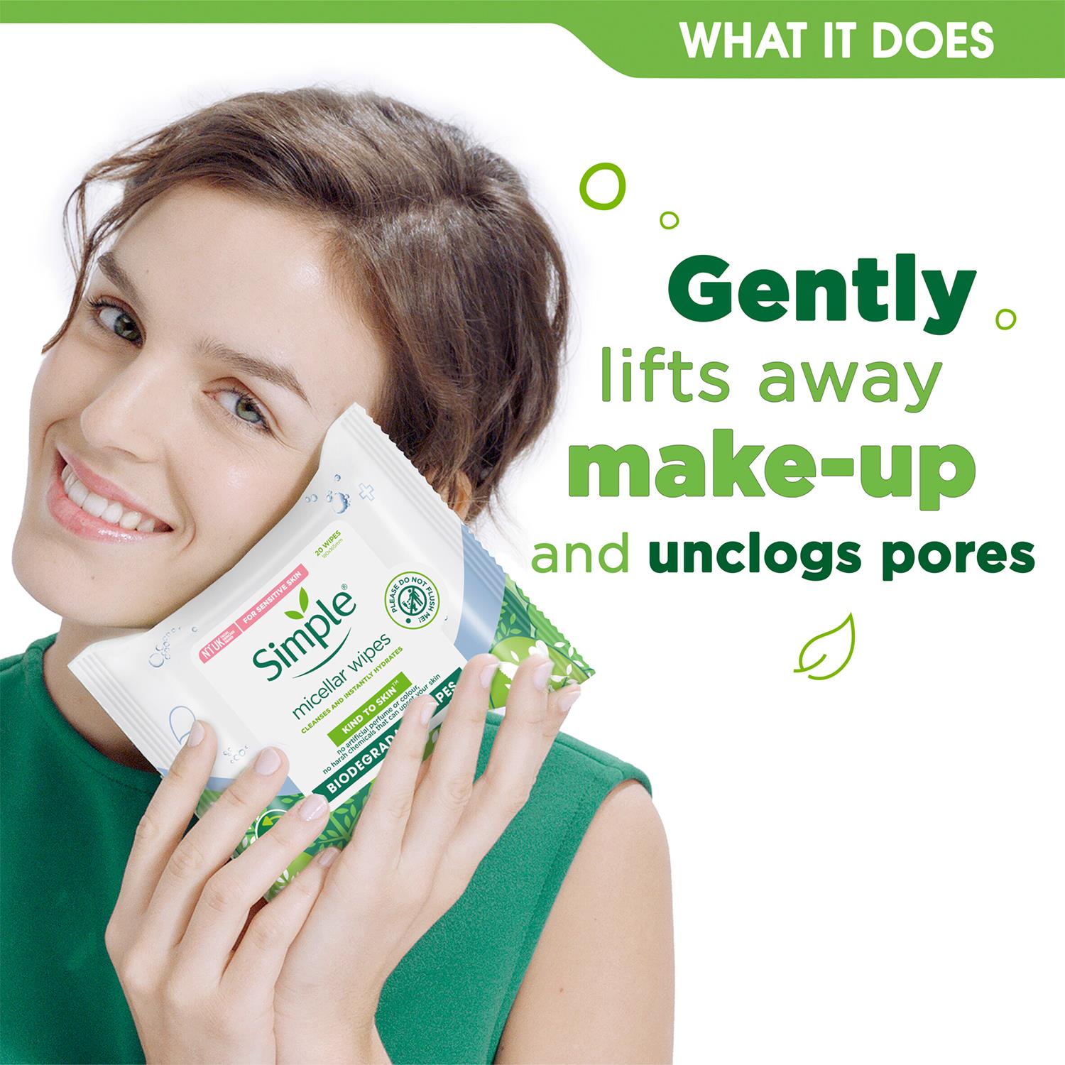Simple Biodegradable Cleansing Facial Wipes, 3x20 Wipes - Picture 12 of 54