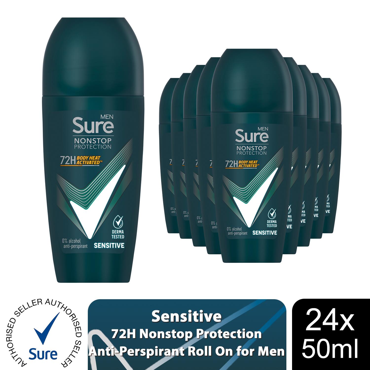 Sure Men Antiperspirant Deodorant Roll On 72H Nonstop Protection 50ml, 24 Pack - Picture 31 of 44