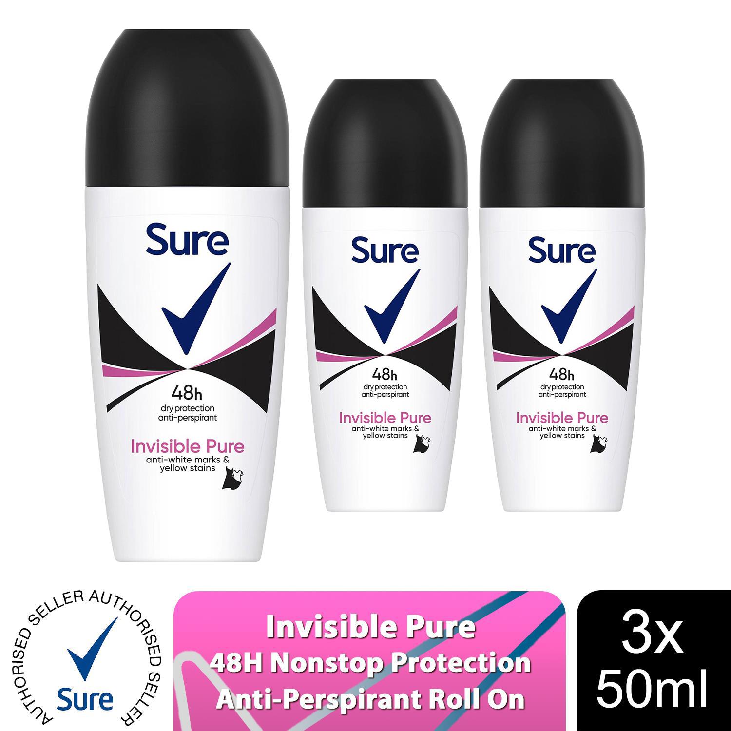 Sure Women Roll On 48 Hours Protection Anti-Perspirant Deodorant 50ml, 3 Pack - Picture 26 of 34