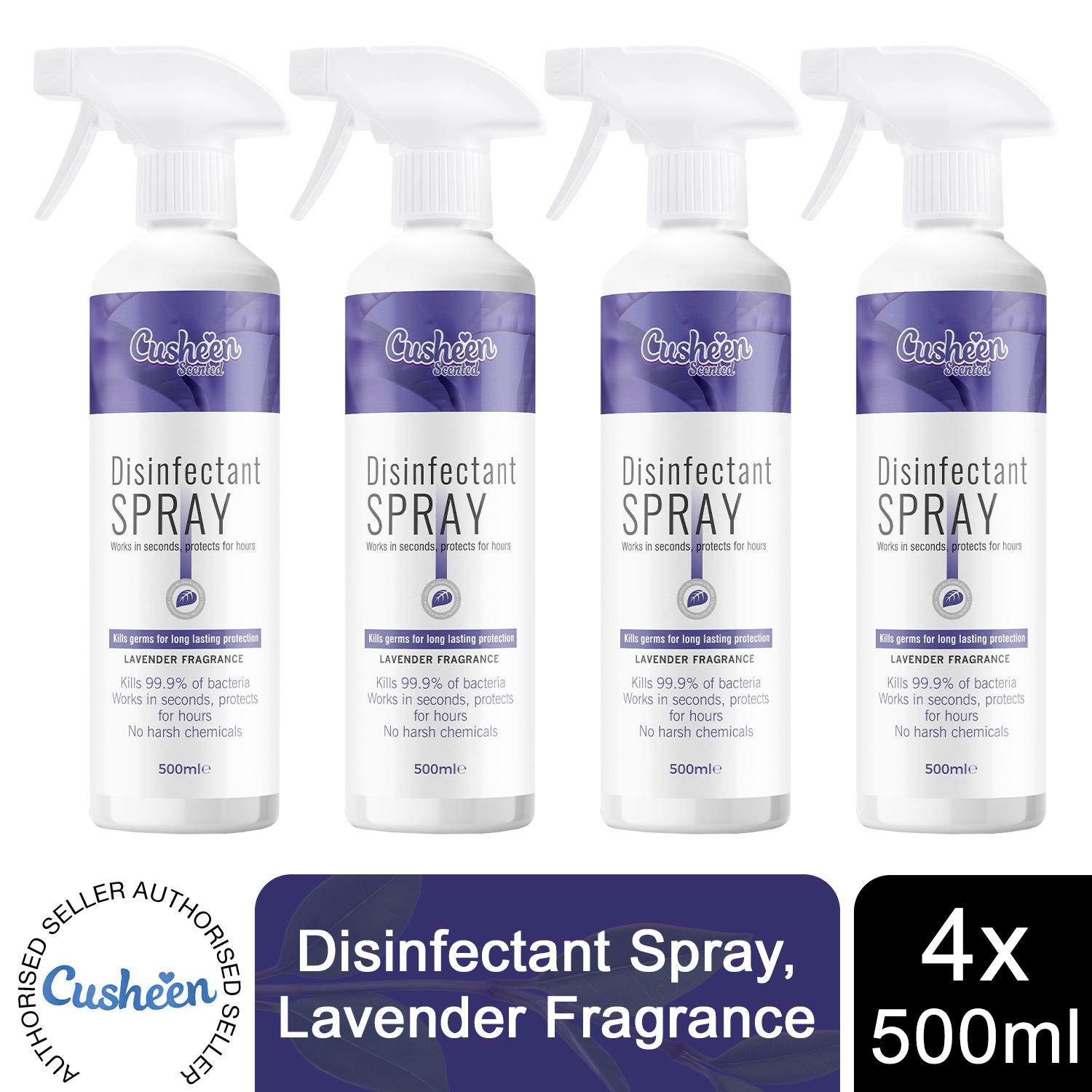 B&Q - Cusheen Disinfectant Spray For All-Purpose Anti-Bacterial Lavender ,500Ml - Image 2