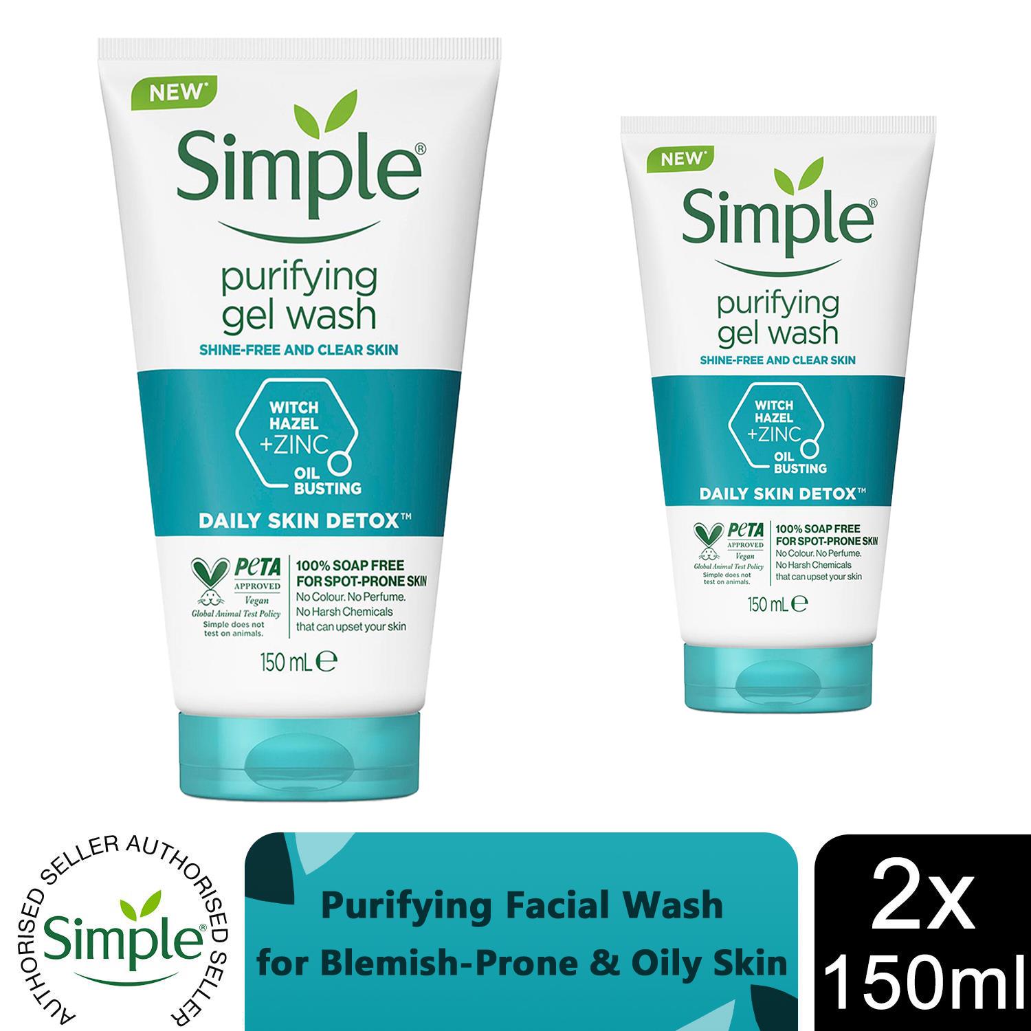 2x150ml Simple Kind to Skin Moisturising/Purifying FacialWash for Sensitive Skin - Picture 13 of 36