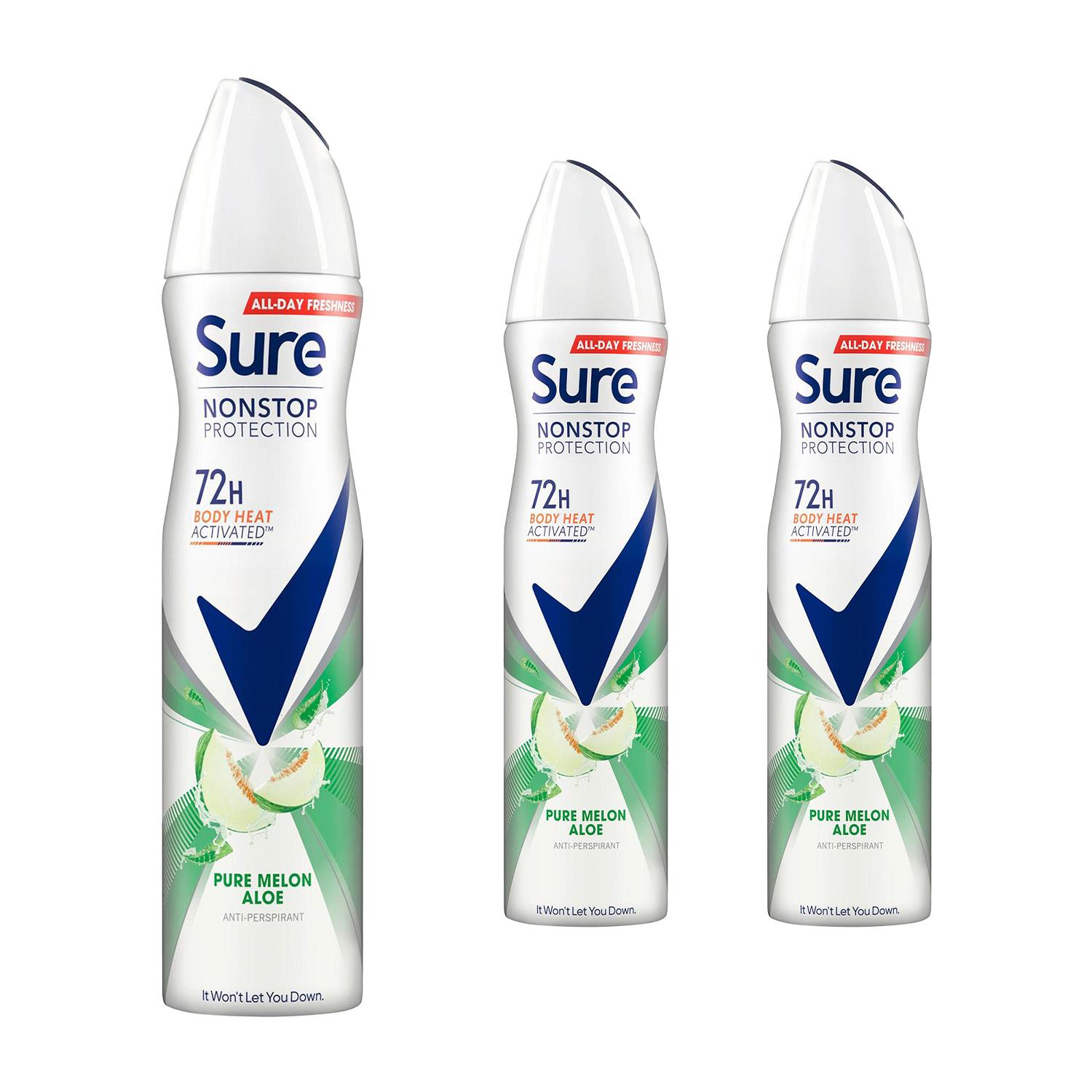 Sure Women Anti-perspirant 72H Nonstop Protection Deodorant, 250ml 3 Pack - Picture 75 of 91