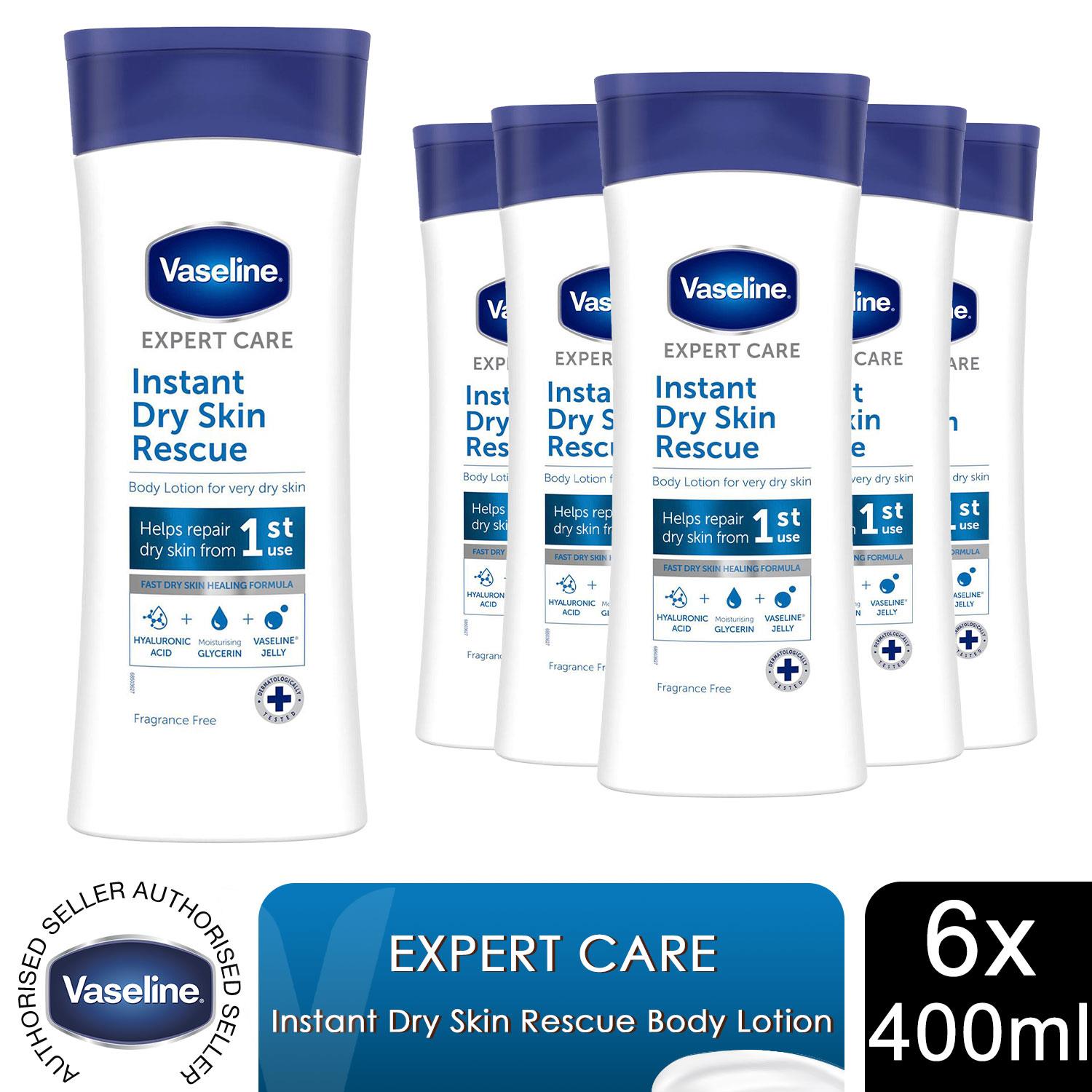 6x400ml Vaseline ExpertCare Instant DrySkin Rescue or Elasticity Restore Lotion - Picture 6 of 19