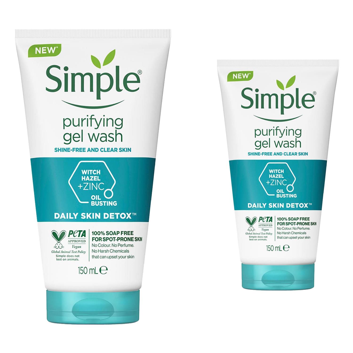 2x150ml Simple Kind to Skin Moisturising/Purifying FacialWash for Sensitive Skin - Picture 24 of 36