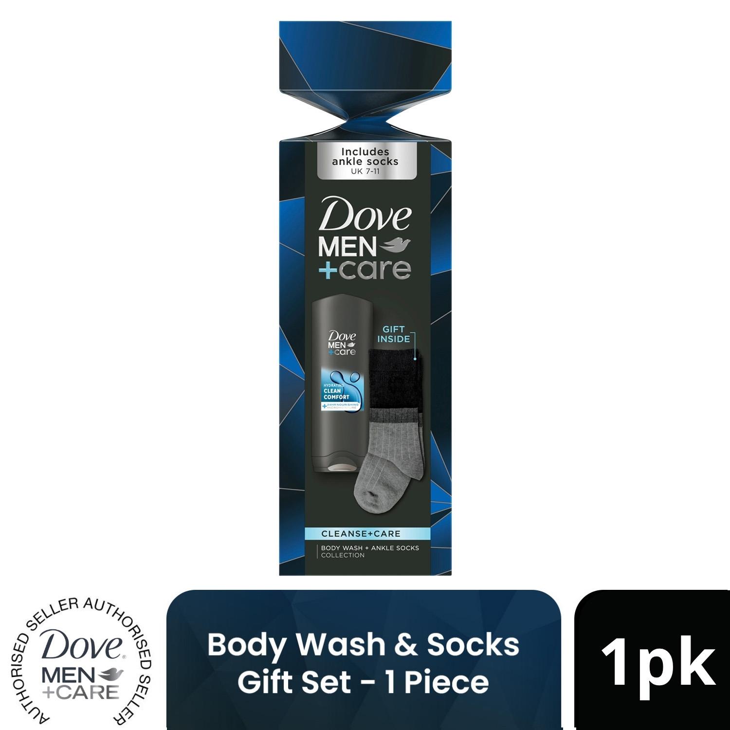 Dove Men+Care Cleanse+Care Body Wash and Socks Gift Set for Men with 250 ml Hydrating Body Wash and Size 7-11 Socks - Image 2