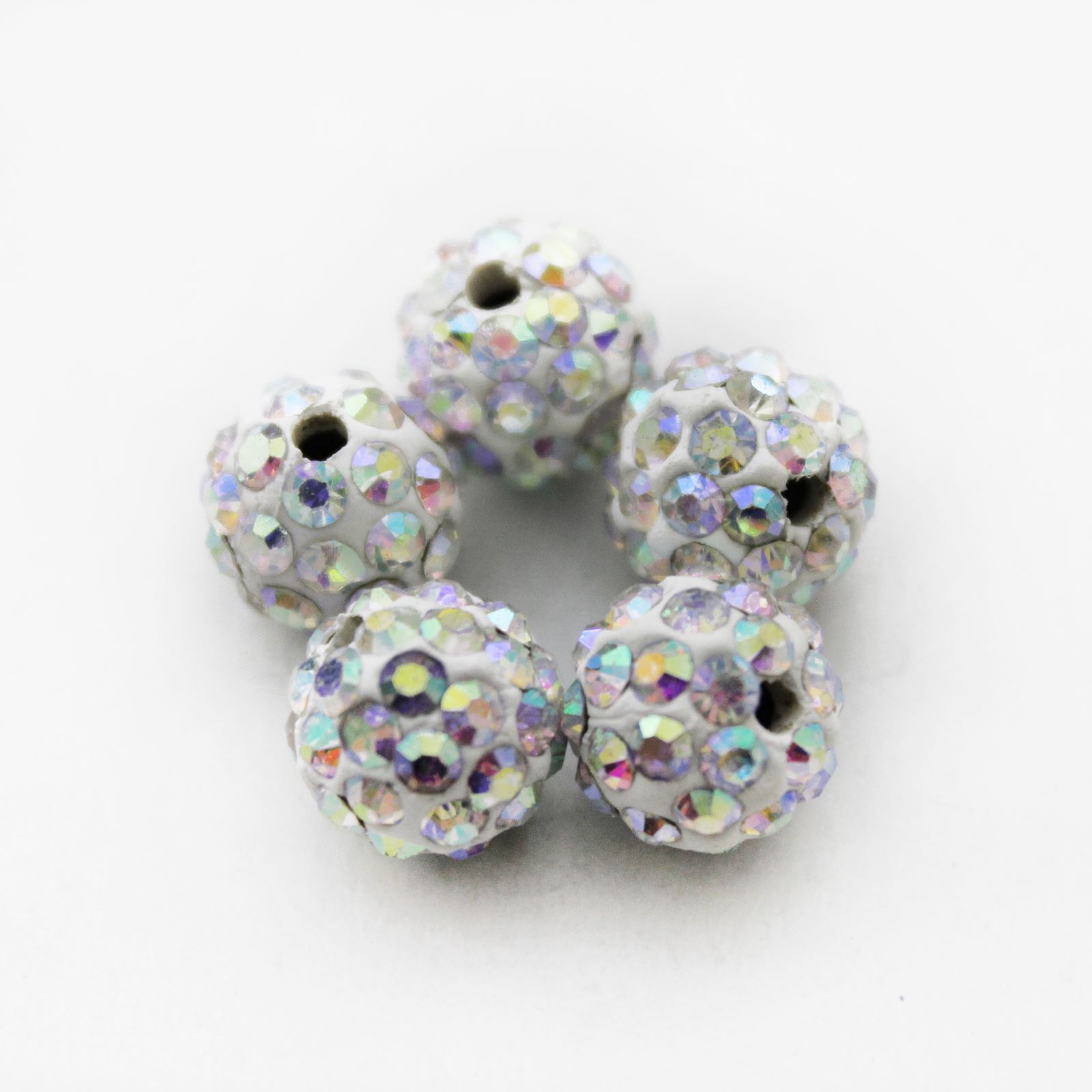 SHAMBALLA BEADS - HIGH QUALITY - 10MM - 5 CRYSTAL CLAY DISCO BALLS - Picture 7 of 29
