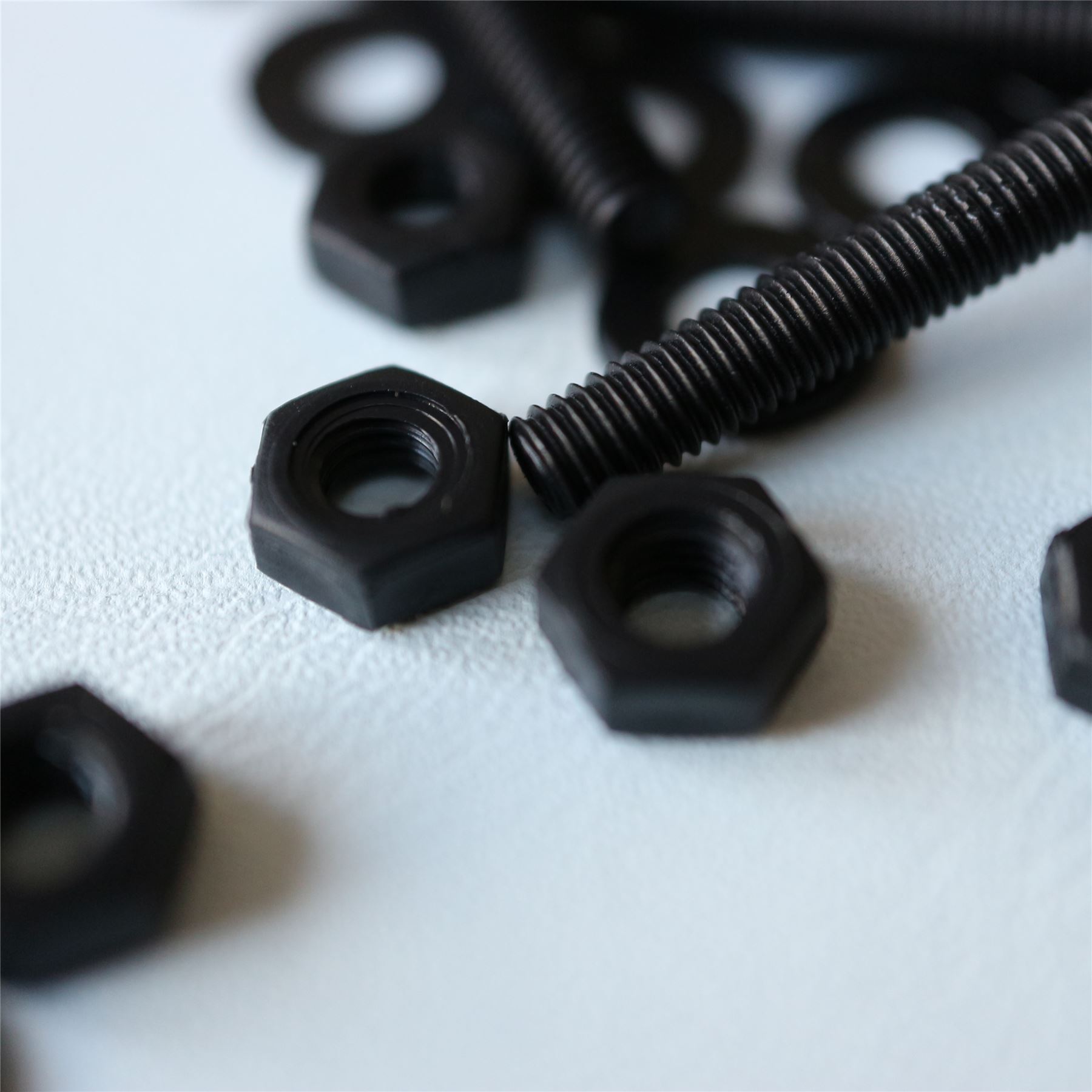 20x Black Countersunk Plastic Nuts & Bolts, Washers, M3 x 20mm, Screws