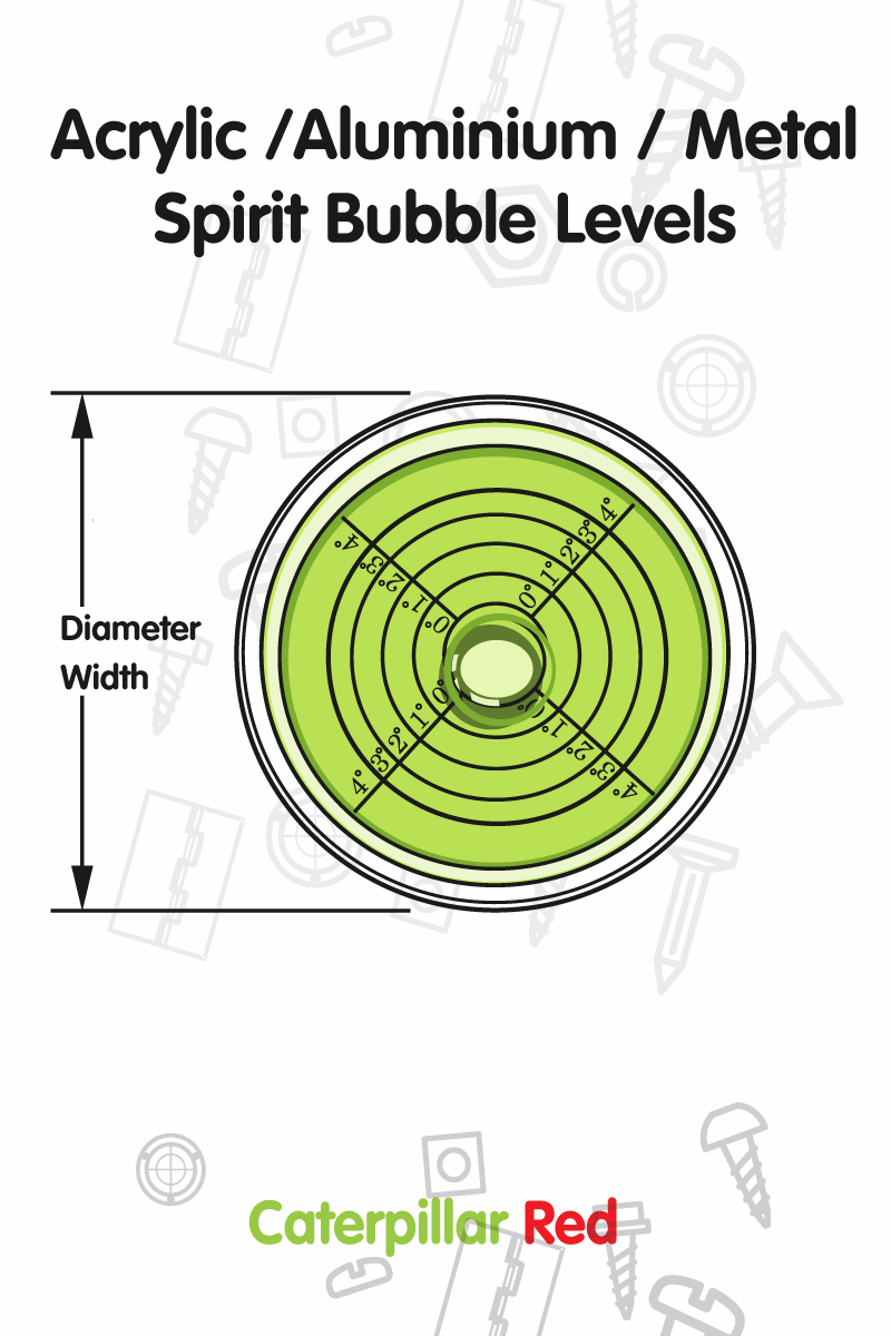 Livella Sferica Caterpillar - Diametro 60mm, Liquido Verde, In Acrilico Per Superfici - Foto 7