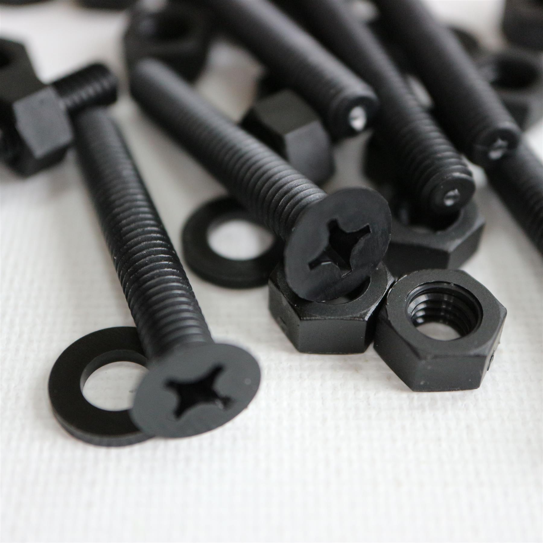 50 x Black Nylon Countersunk plastic machine screws M6 x 40mm Bolts