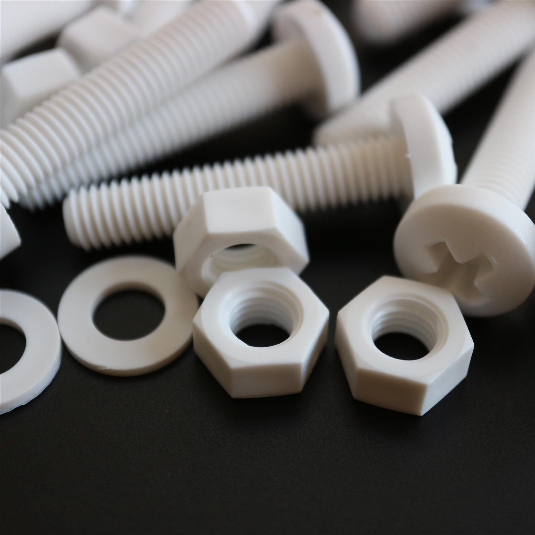20x White Screws Plastic Nuts & Bolts, Washers, M8 x 40mm, Anti