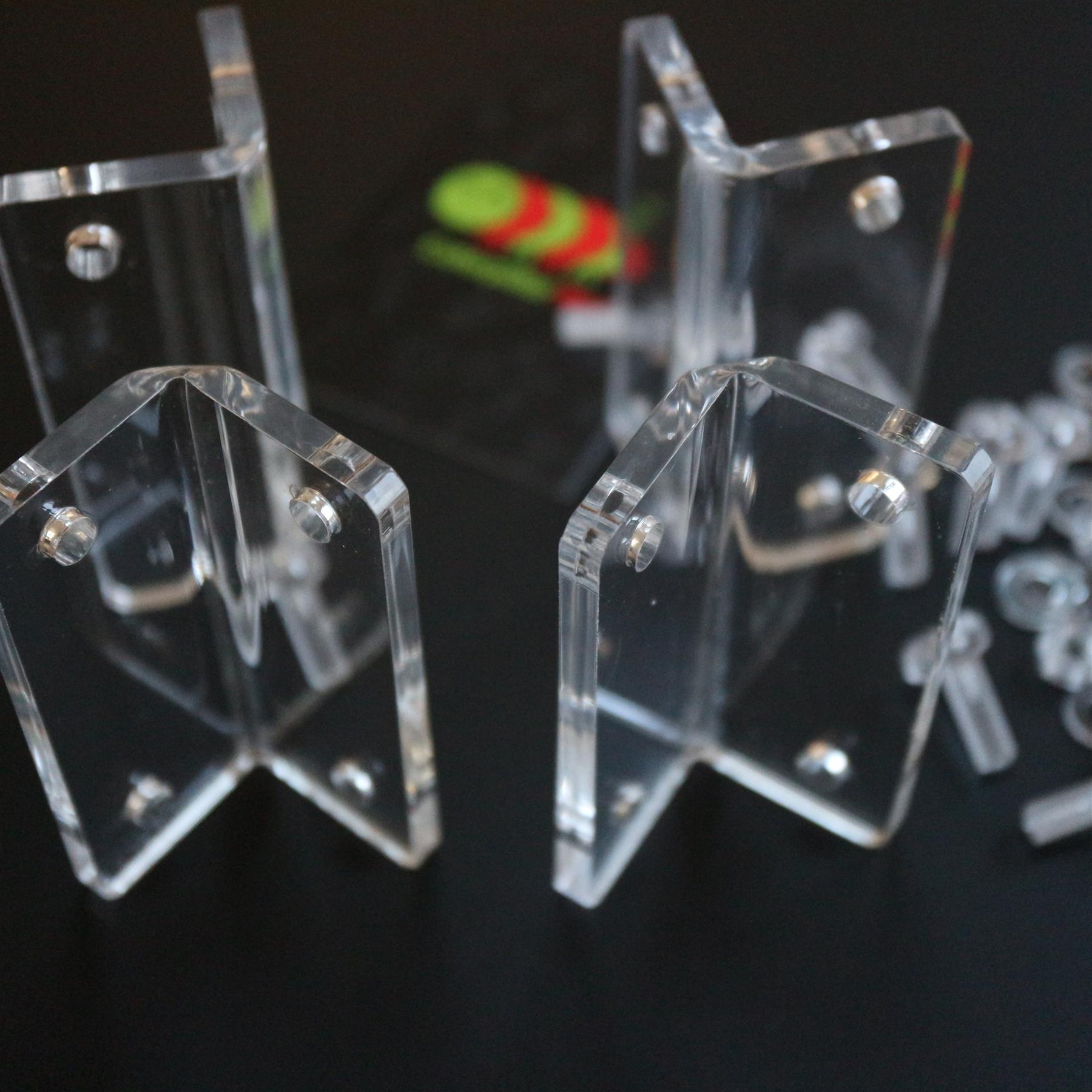 4x V2, 5mm thick, Angle L Brackets Clear Perspex Acrylic + 20x M5 Bolts