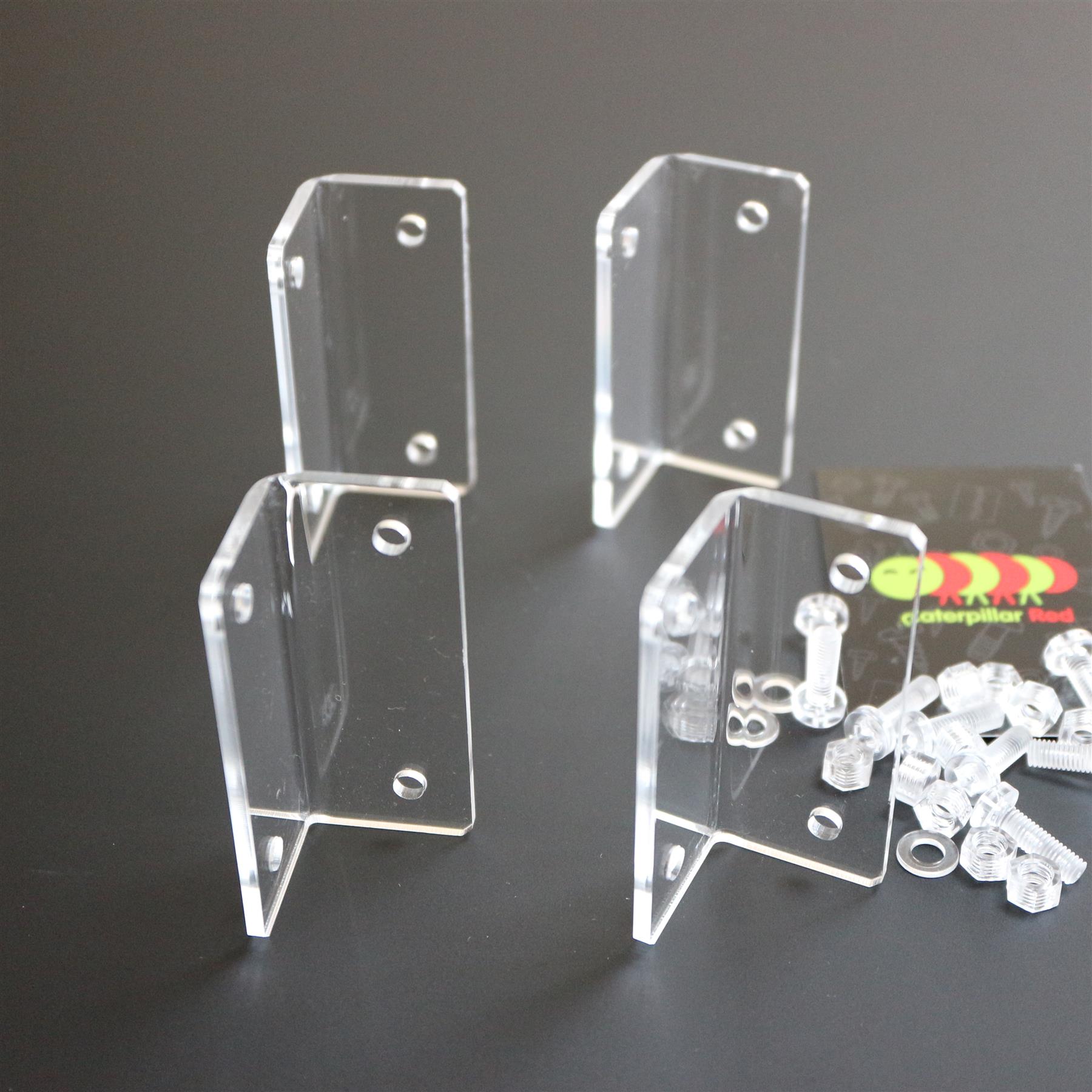 4x Angled L Brackets Polished Clear Transparent Perspex Acrylic + 20x