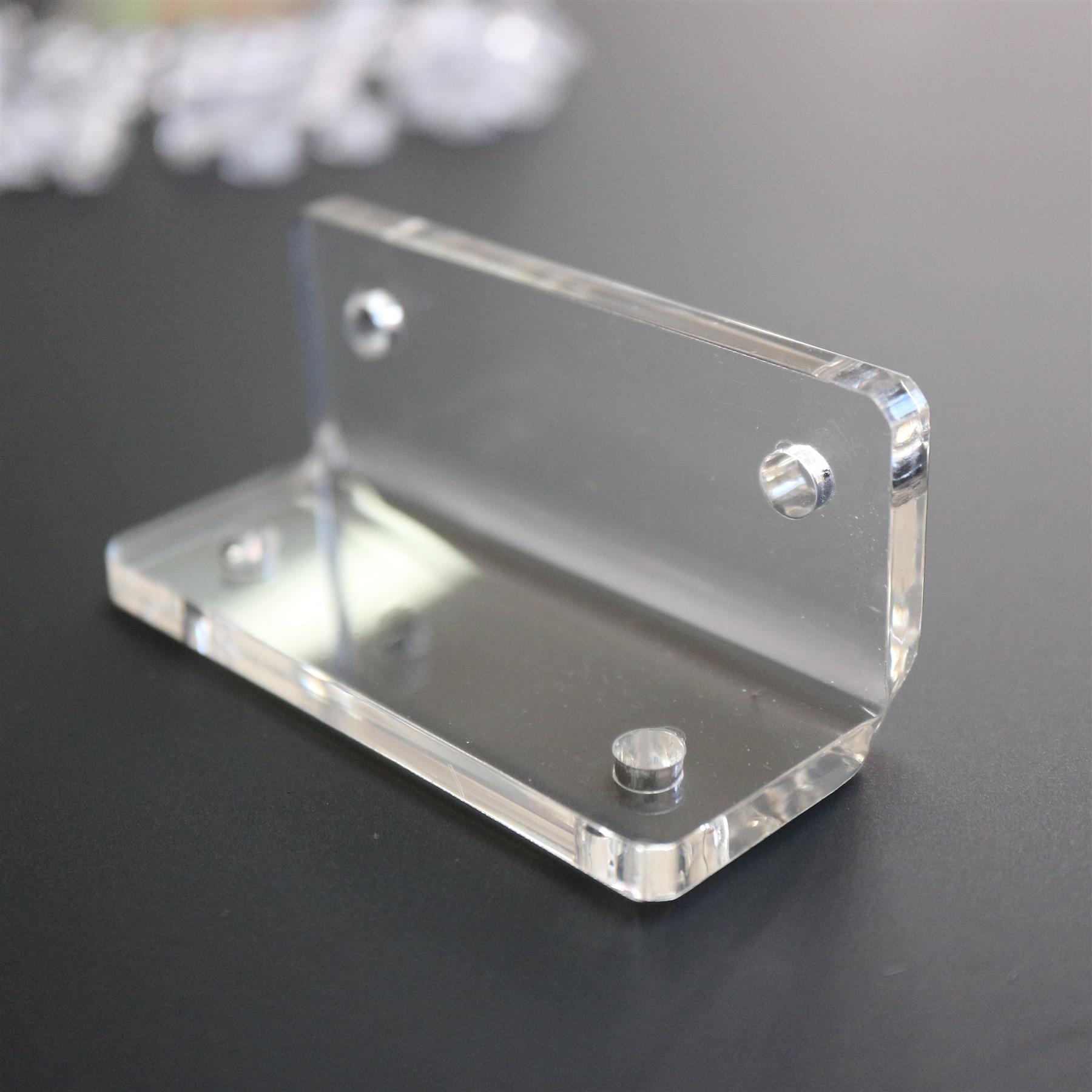 4x V2, 5mm thick, Angle L Brackets Clear Perspex Acrylic + 20x M5 Bolts