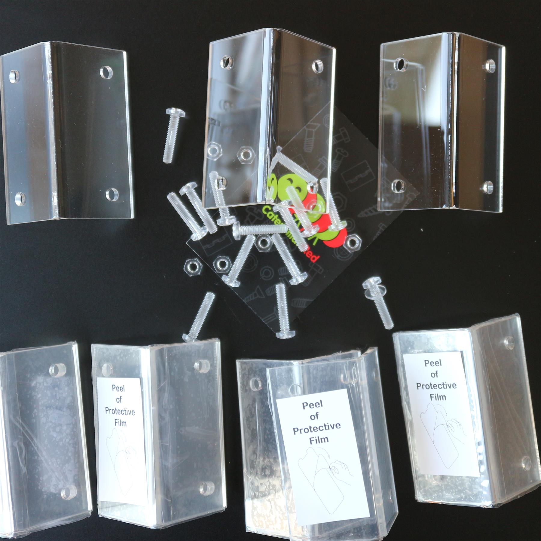 10 x Large Angled L Brackets, Corner, Clear Transparent Perspex Acrylic + Bolts eBay