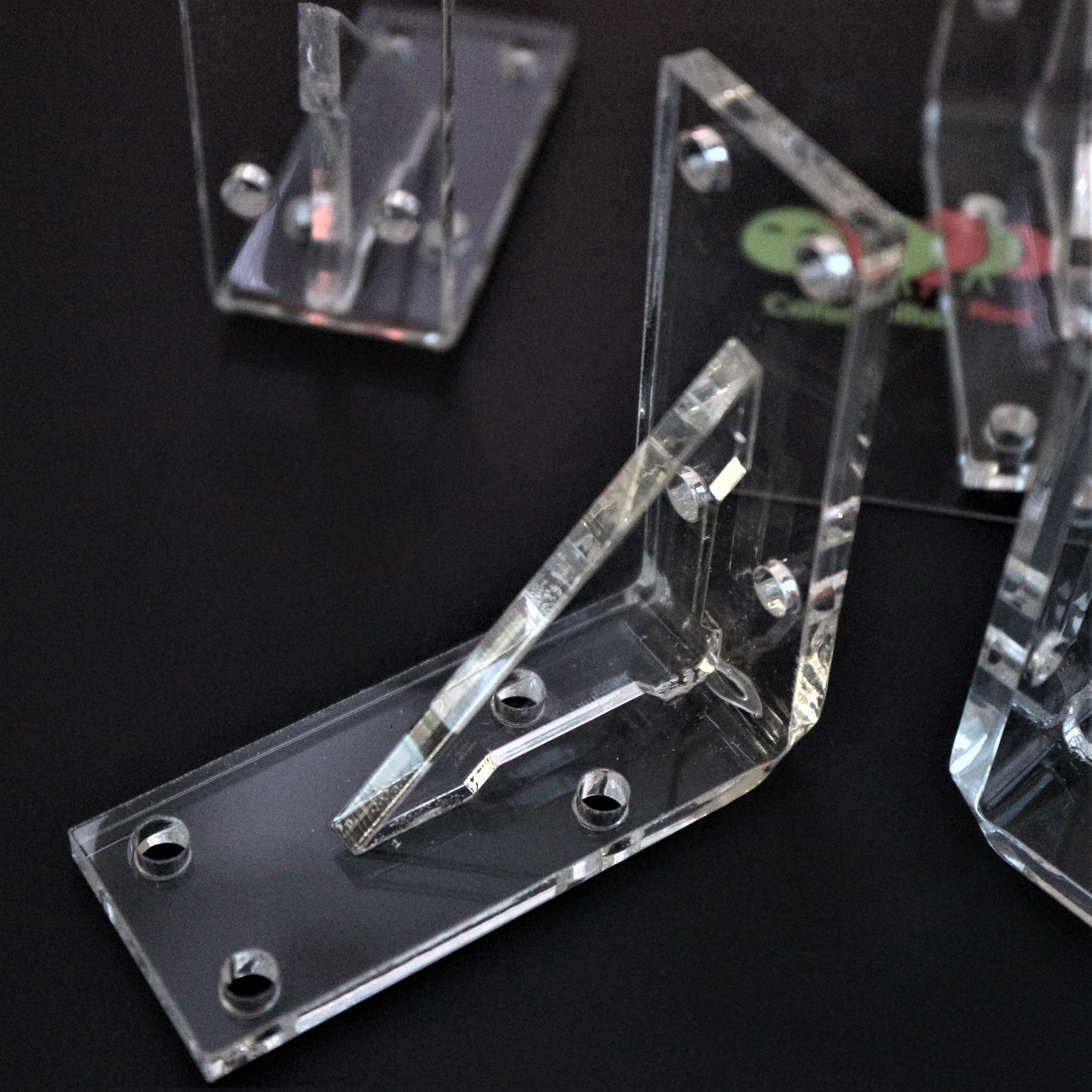 4x V4, 5mm thick, Reinforced Angled L Brackets, Clear Acrylic + 40x M5
