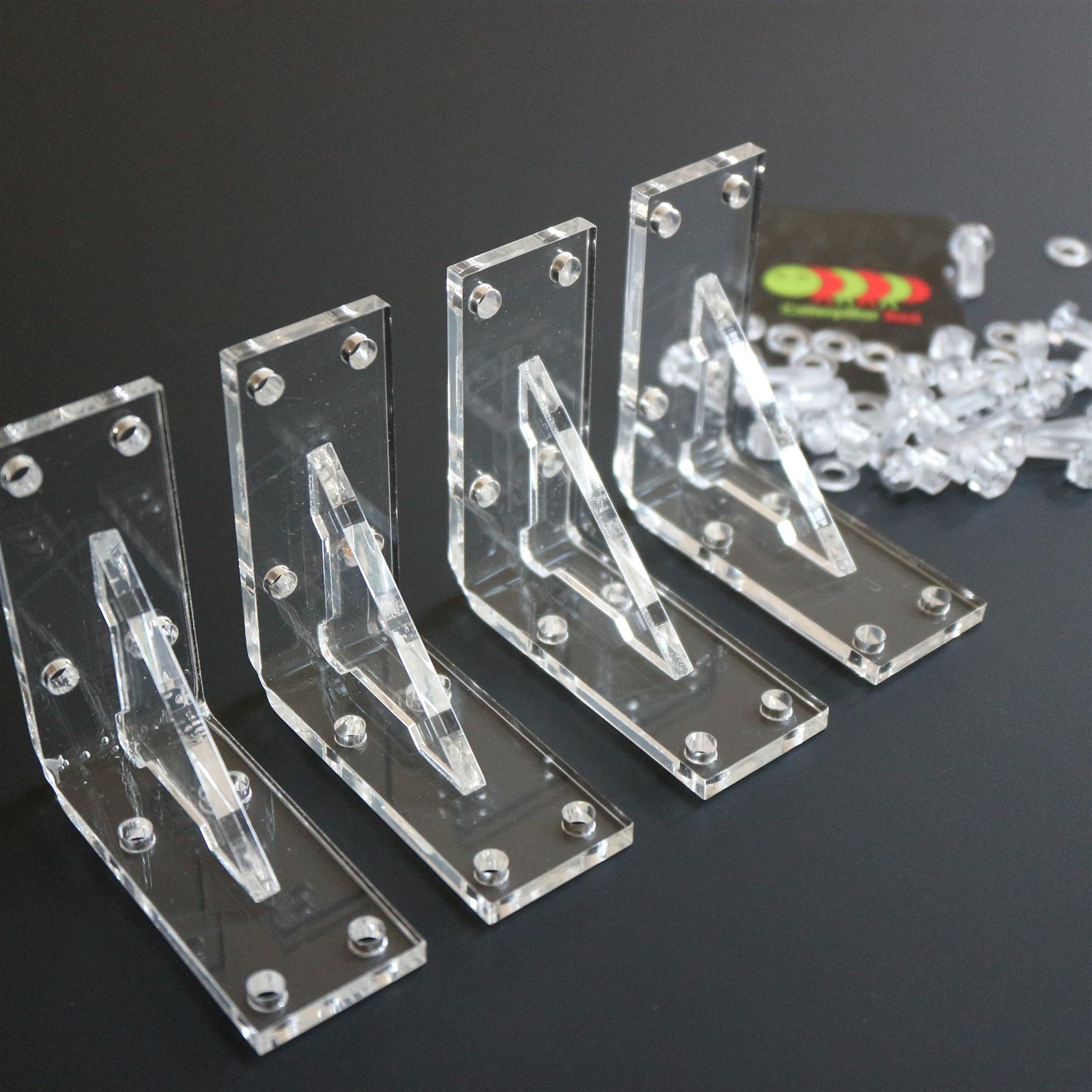 4x V4, 5mm thick, Reinforced Angled L Brackets, Clear Acrylic + 40x M5 Bolts eBay