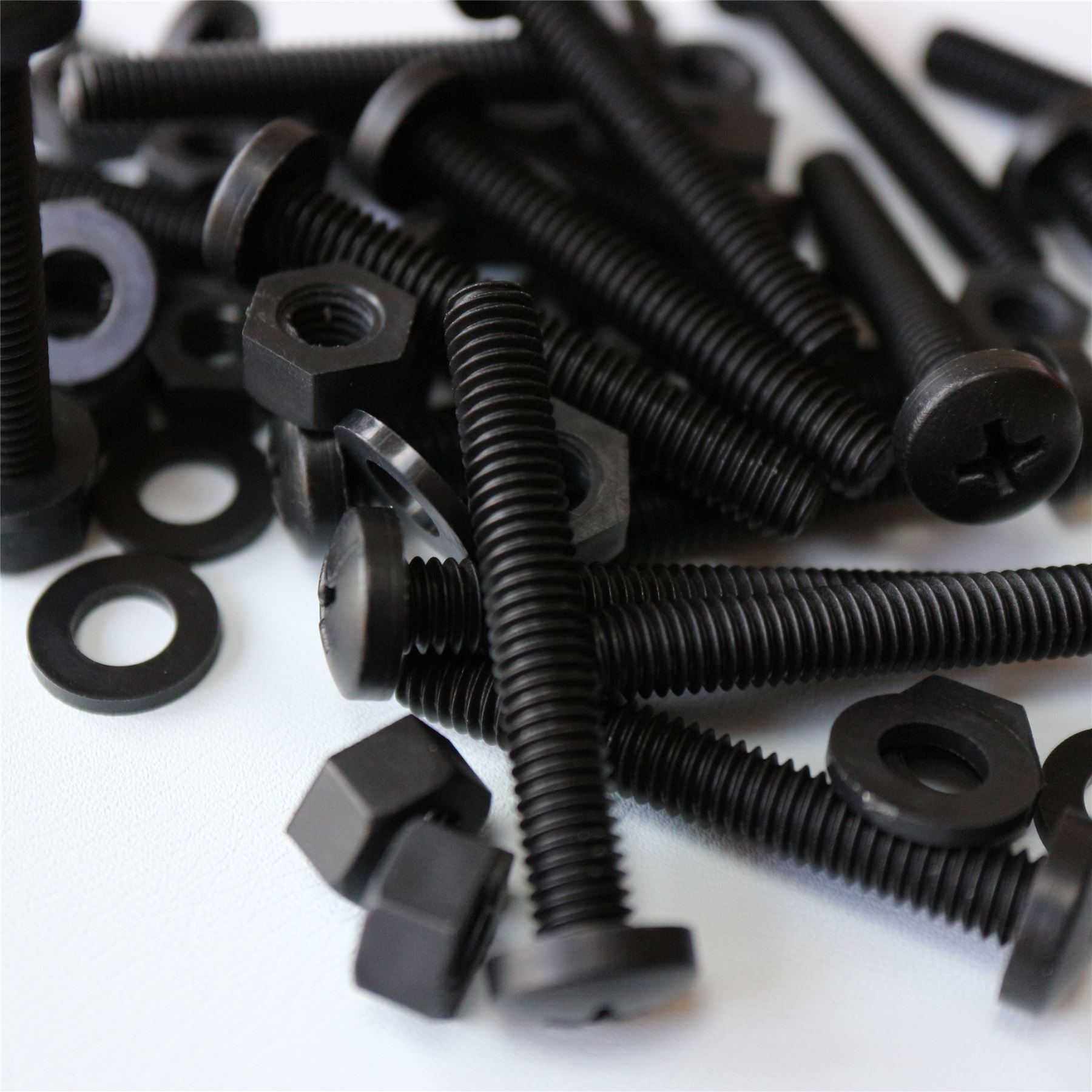20x Black Screws Plastic Nuts & Bolts, Washers,M6 x 40mm, Anti