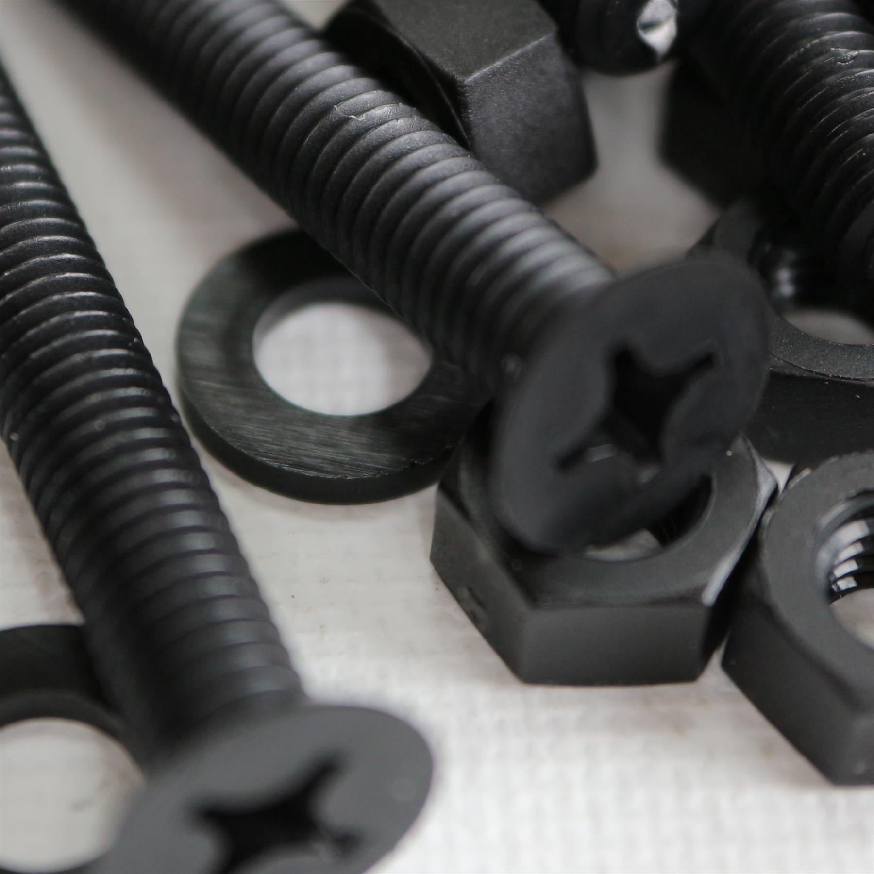 50 x Black Nylon Countersunk plastic machine screws M6 x 40mm Bolts