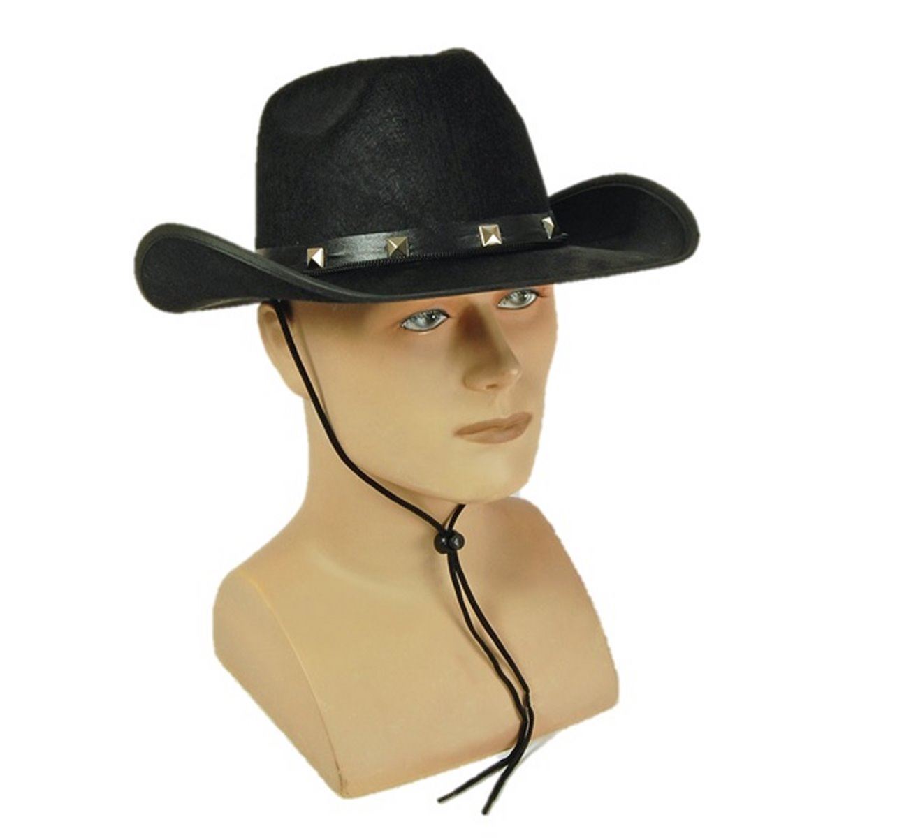 Black Studded Cowboy Hat Fancy Dress Trampas Hat Western Stetson Wild
