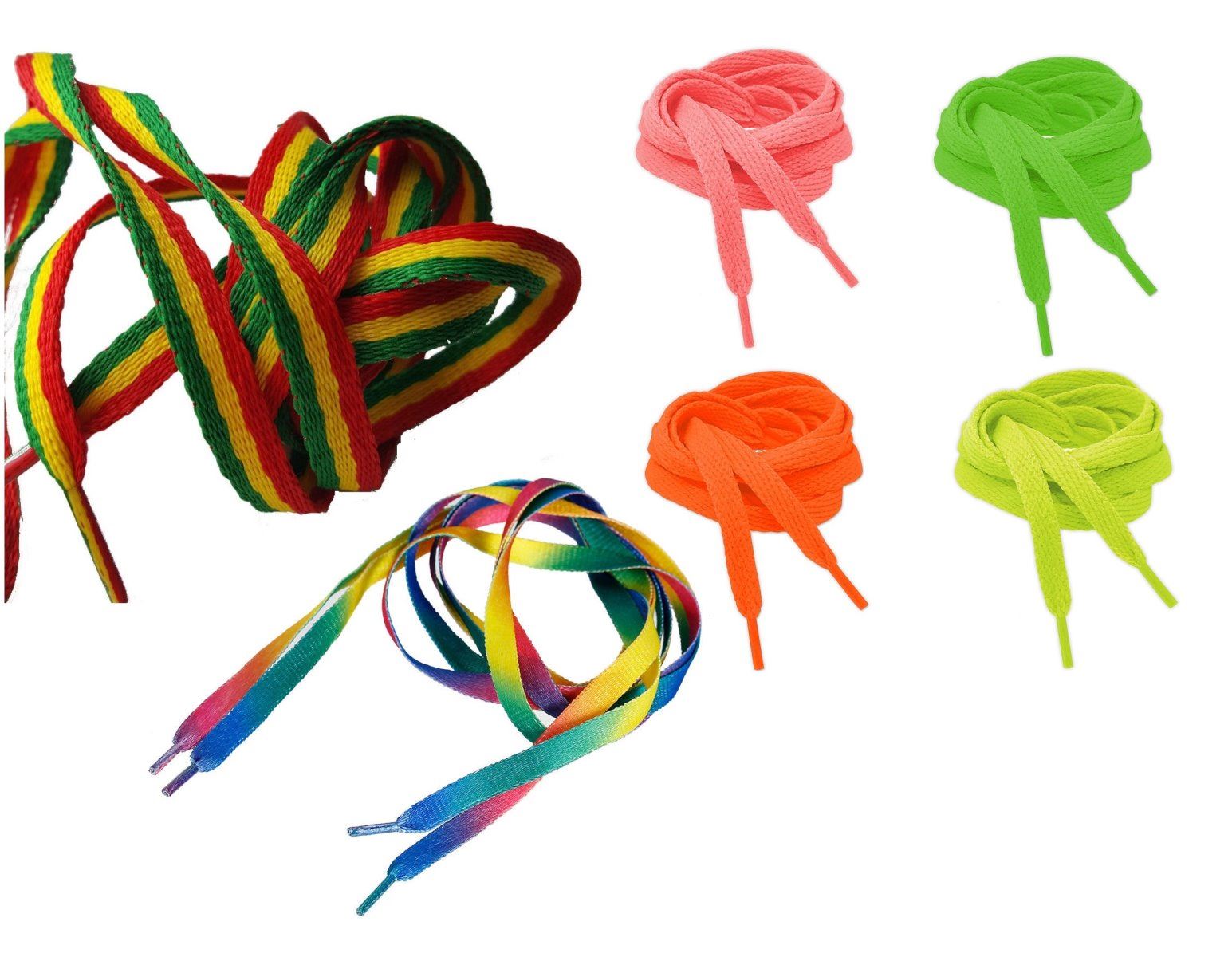 A Pair of Coloured Shoelaces Flat Laces Boot Trainer eBay