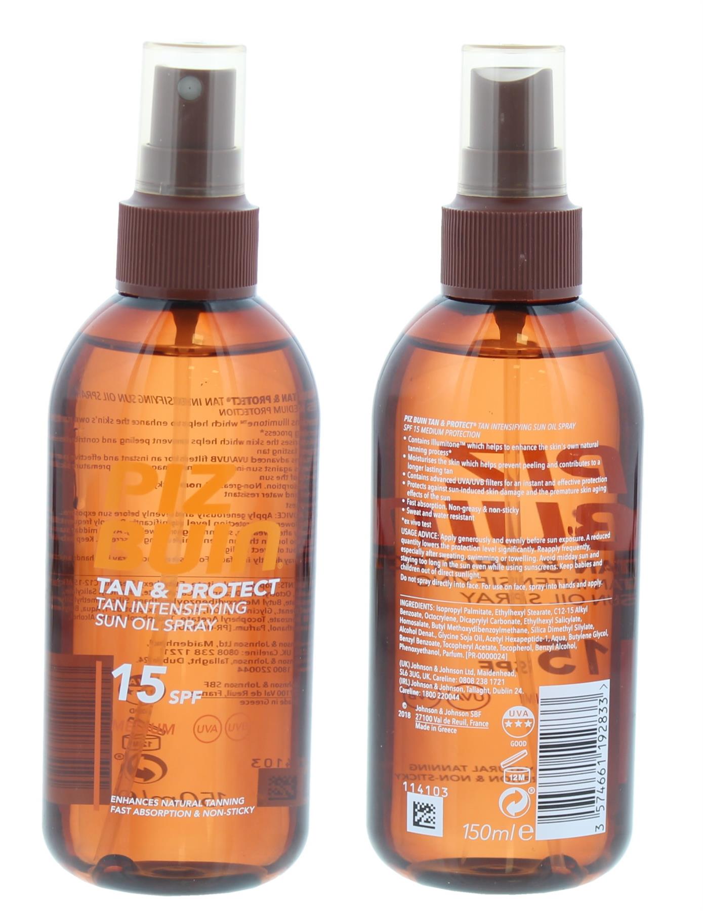 Piz Buin Tan Protect Sun Oil Spray Cream 15 SPF Sunscreen Protection