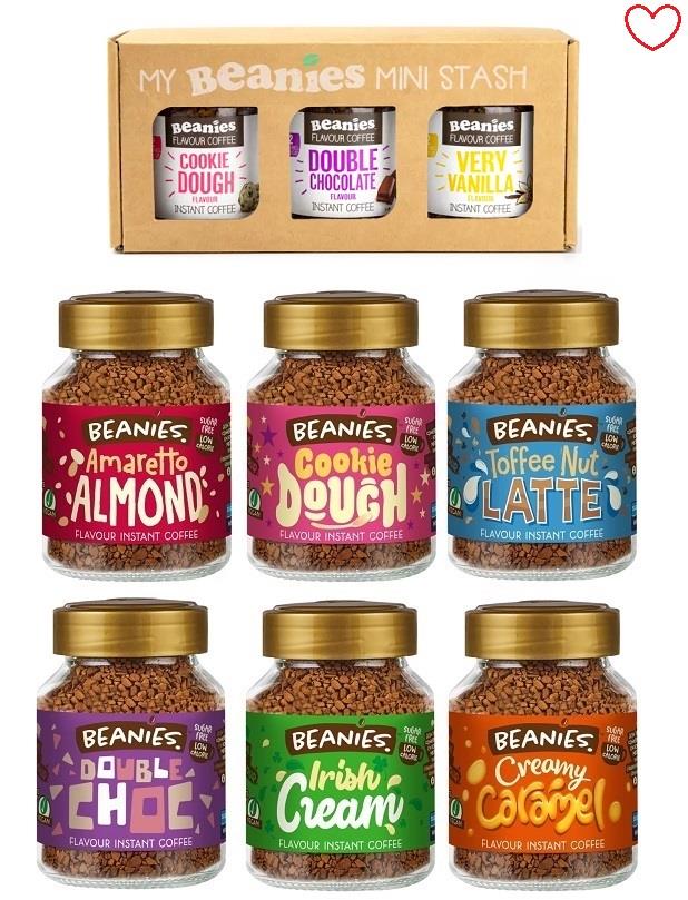 Flavoured Coffee Variety Pack Beanies Instant Coffee Sachets Jars Gift