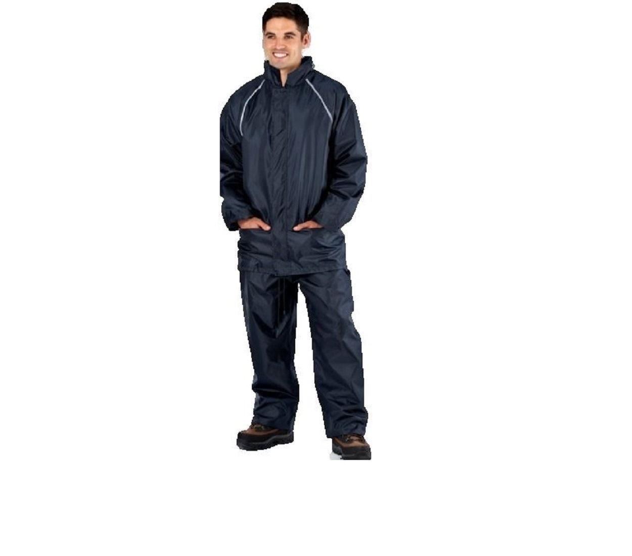 navy waterproof suits men boys jacket trousers rain suit ...