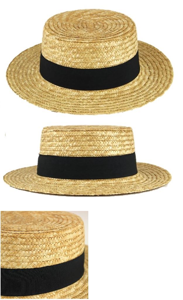 Boater Straw Hat Sailor Sun Skimmer Summer Wide Brim