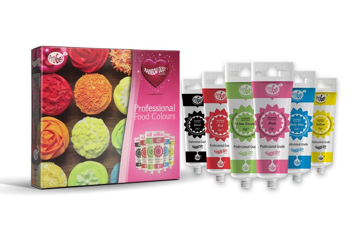 ProGel Food Colouring Set Cake Decorating Rainbow Dust Icing Sugarpaste