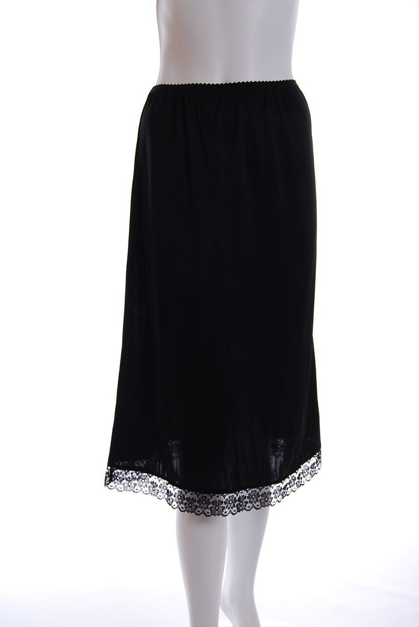 Waist Slip Ladies Half Slips Cling Resist Black Underskirt Petticoat 16