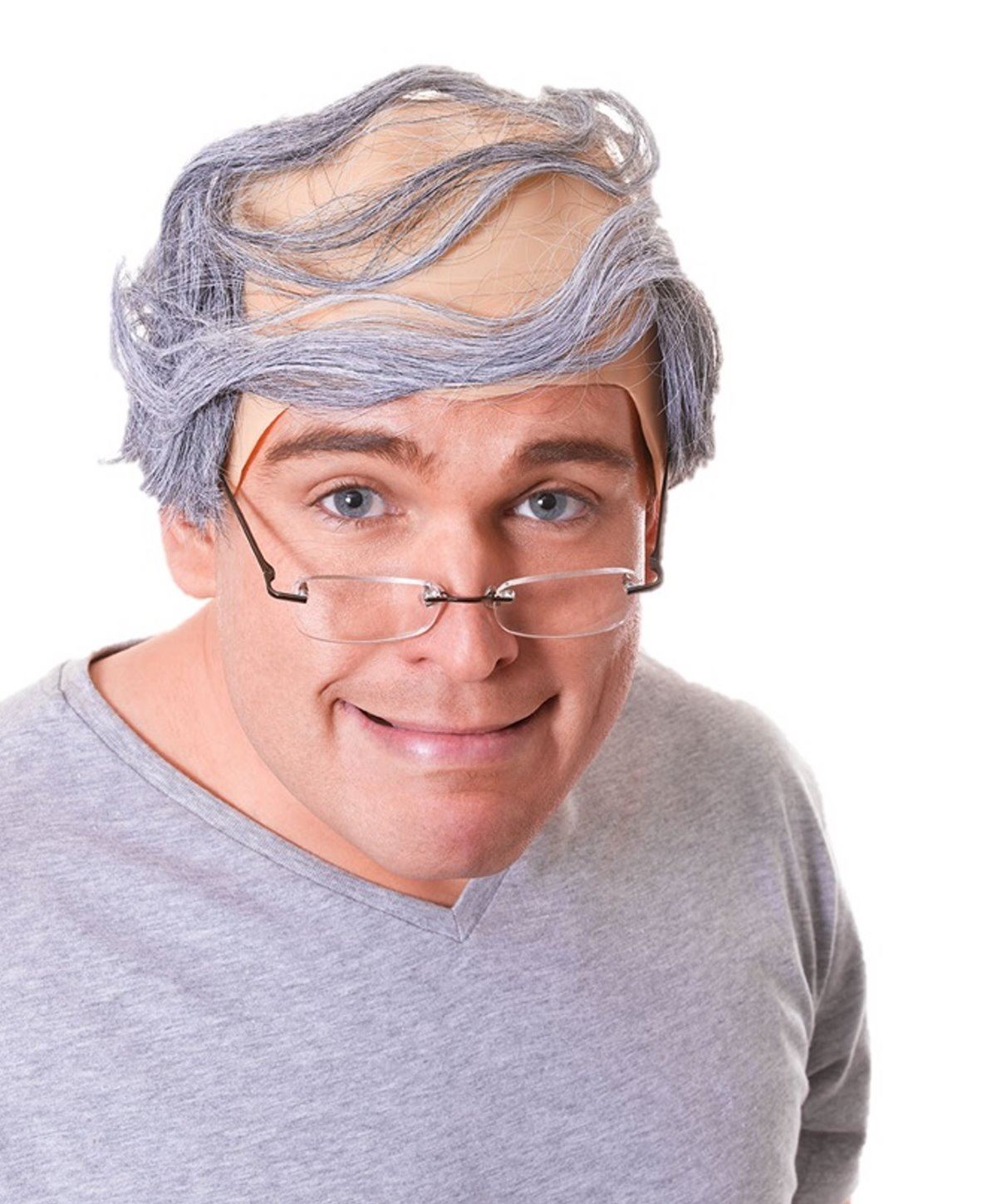 Details About Old Man Grandpa Bald Baldy Grey Hair Fancy Dress Carnival Costume Wig