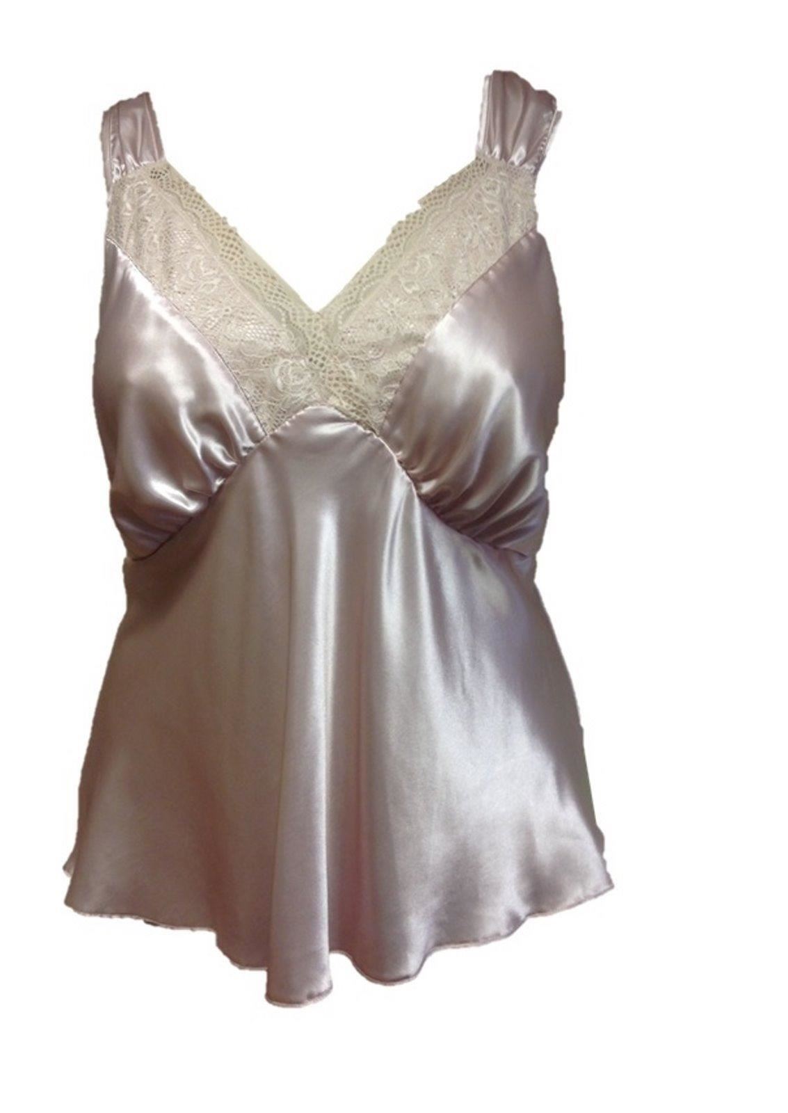 Ladies Womens Satin Cami Top Camisole Vest Deep Lace Lingerie Plus Size