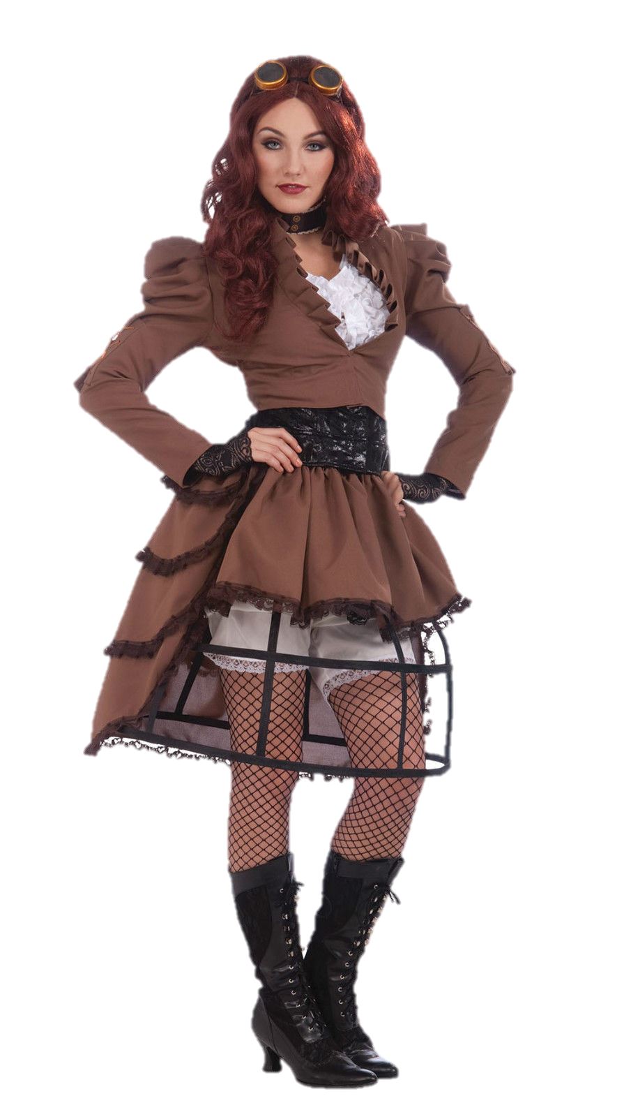 ladies steampunk fancy dress costume size 14 16 cosplay hooped skirt