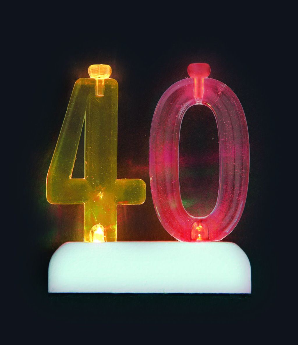 HAPPY BIRTHDAY FLASHING Number Candle Holder & 4 Candles Cake