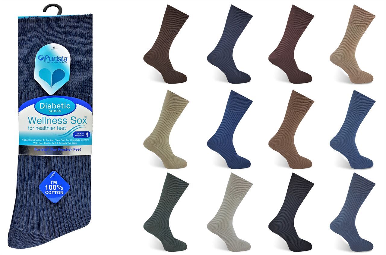 Da Uomo Gentle Grip Diabetici senza Elastico Morbido Cotone Calzini Confezione da 3 PAIA 6-11